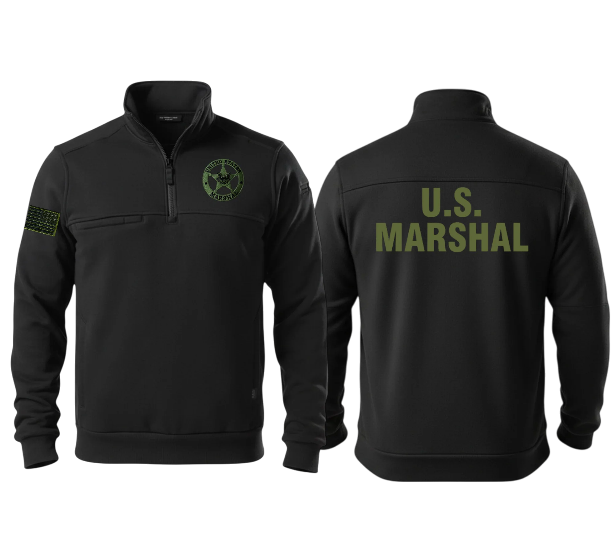5.11 EMB USMS STAR OD/BLACK REV FLAG OD/BLACK JOB SHIRT 1/4 ZIP 2.0-72534 - Image 3