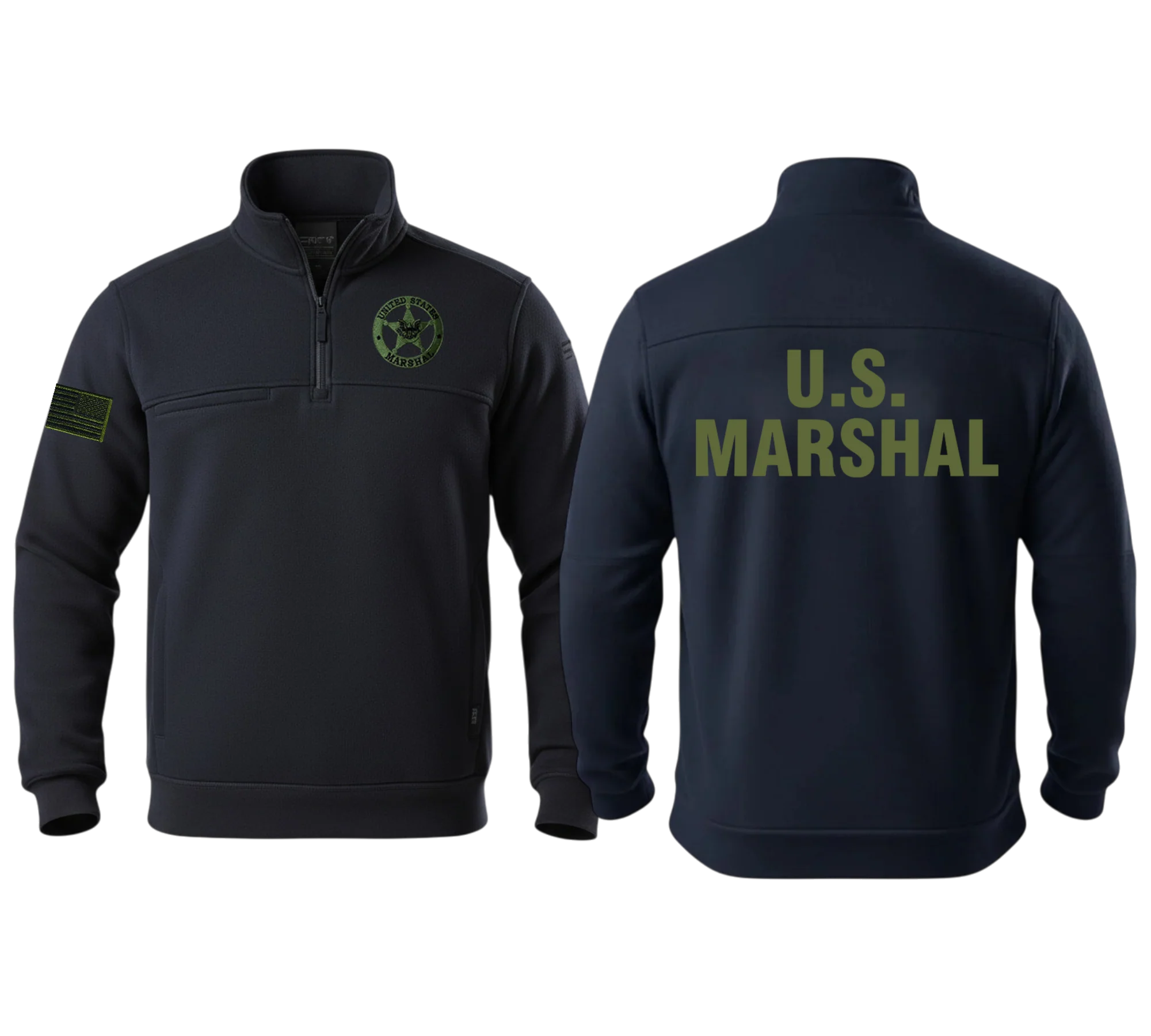 5.11 EMB USMS STAR OD/BLACK REV FLAG OD/BLACK JOB SHIRT 1/4 ZIP 2.0-72534 - Image 5