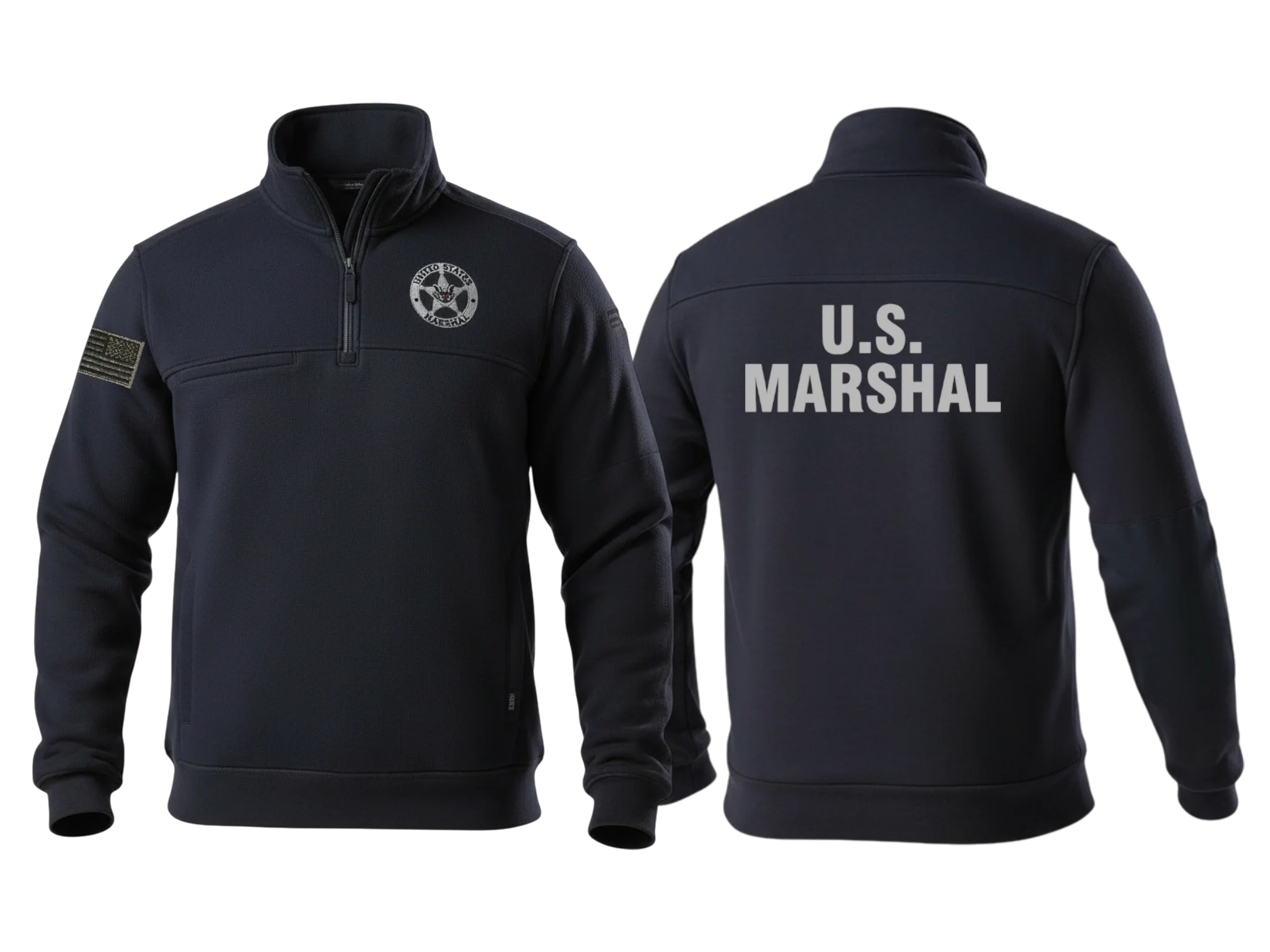 5.11 EMB USMS STAR REV FLAG GREY/BLACK JOB SHIRT 1/4 ZIP 2.0-72534 - Image 4
