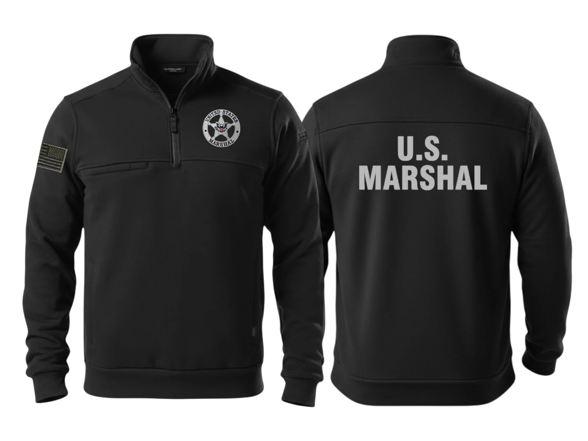 5.11 EMB USMS STAR REV FLAG GREY/BLACK JOB SHIRT 1/4 ZIP 2.0-72534 - Image 5