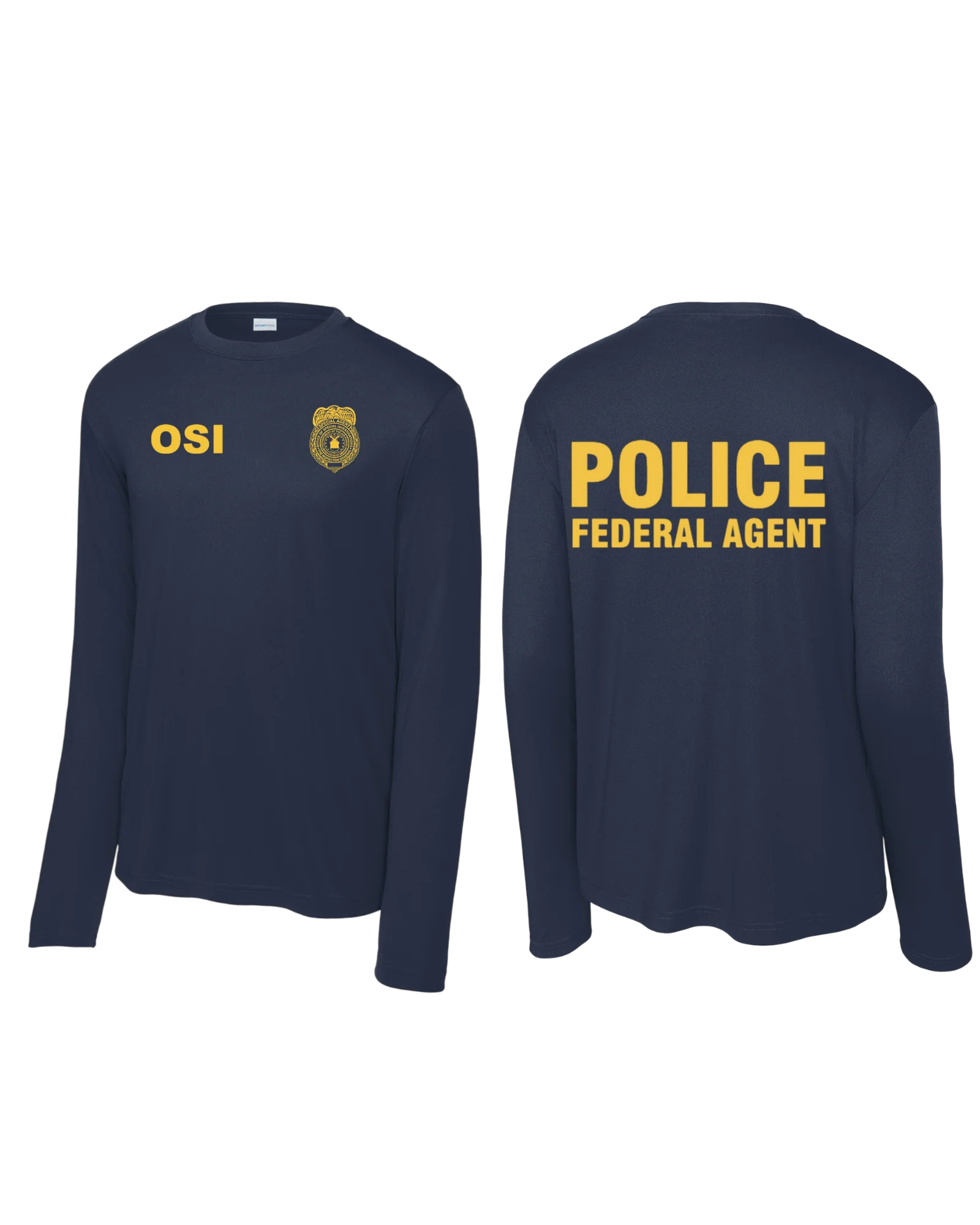 AF OSI RAID WICKING LONG SLEEVE T-SHIRT NAVY BLUE/GOLD INK-ST350LS