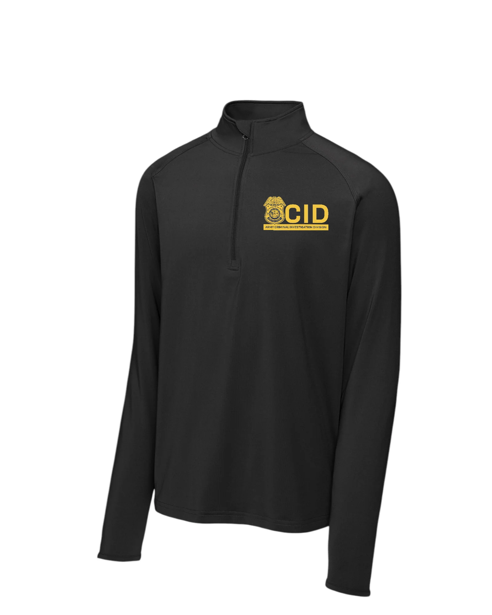 MEN'S ARMY CID-SPECIAL AGENT PRINTED LOGO SPORT WICK STRETCH 1/2 ZIP PULLOVER-ST850