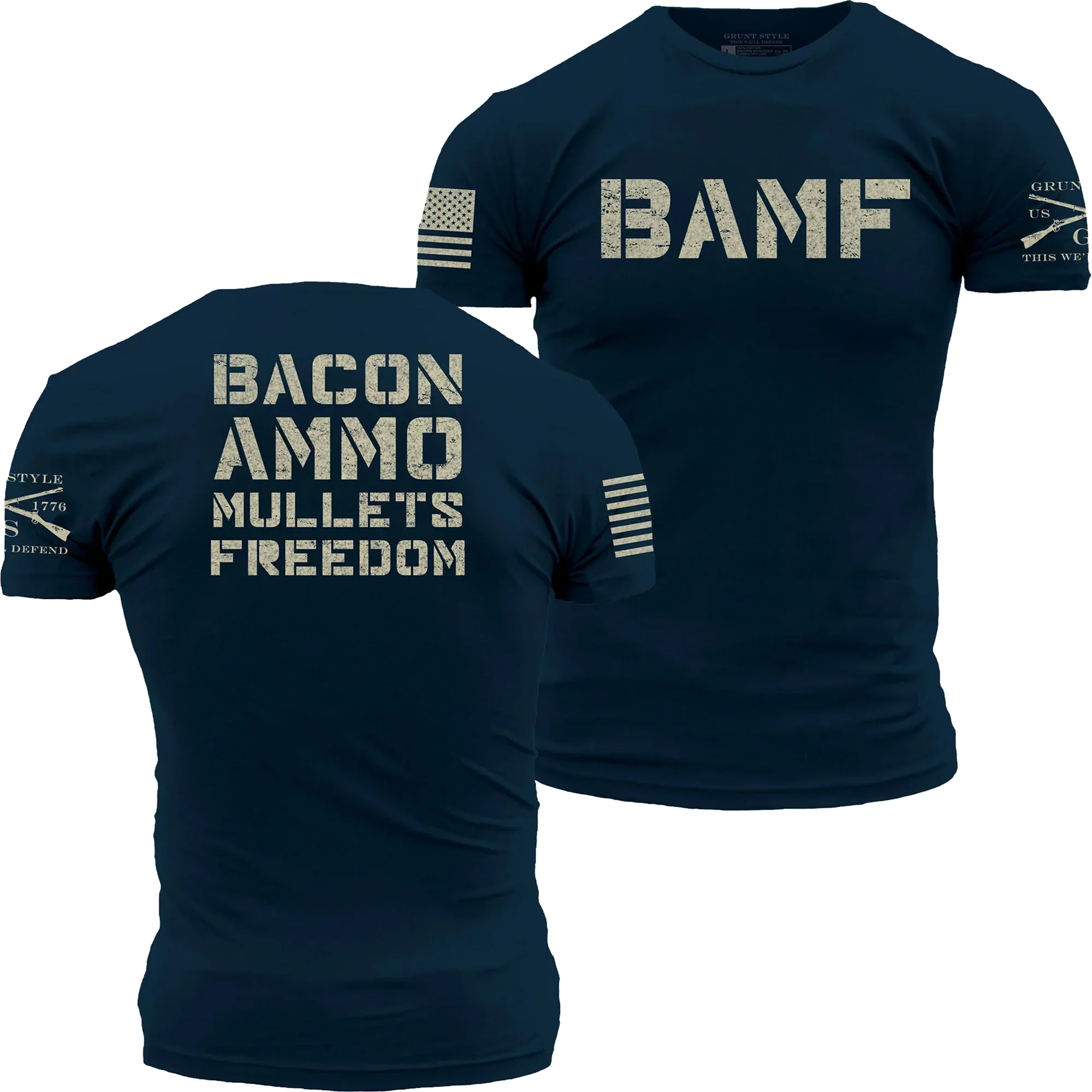 GRUNT STYLE BAMF T-SHIRT-NAVY CLEARANCE