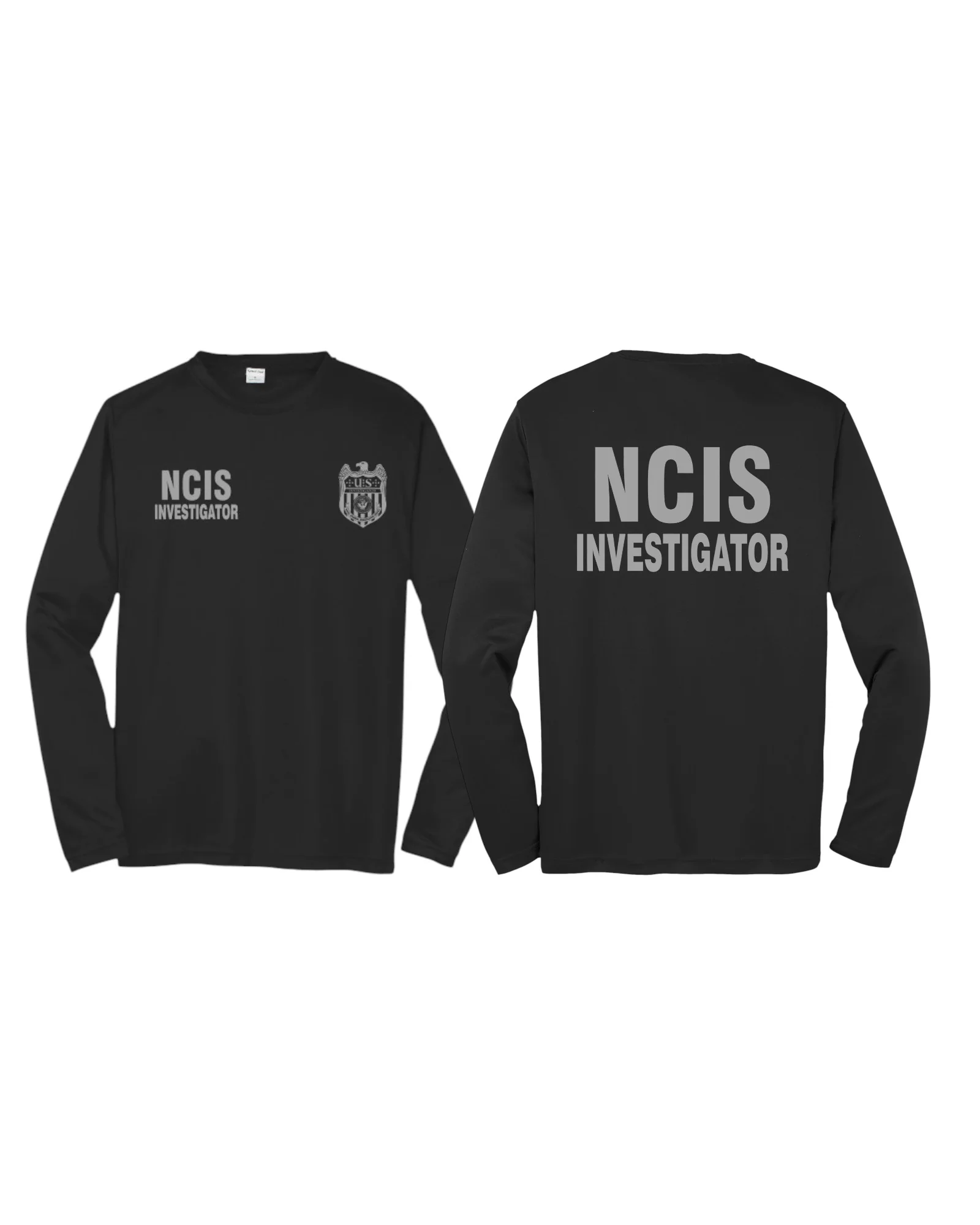 NCIS INVESTIGATOR WICKING LONG SLEEVE SHIRT IN GREY INK-ST350LS