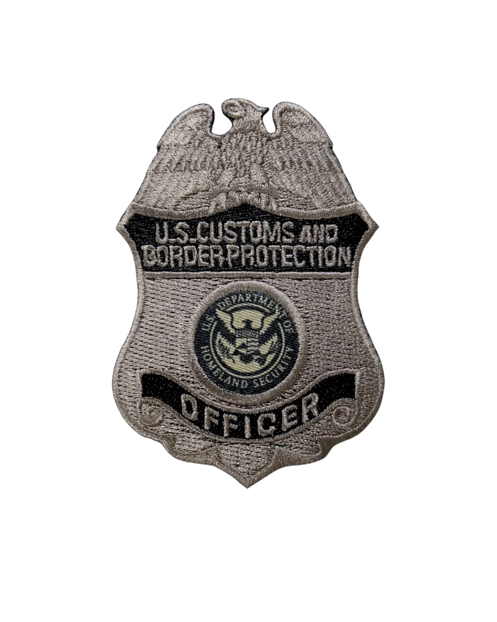 CBP OFFICER BADGE PATCH GREY/BLACK - Image 2