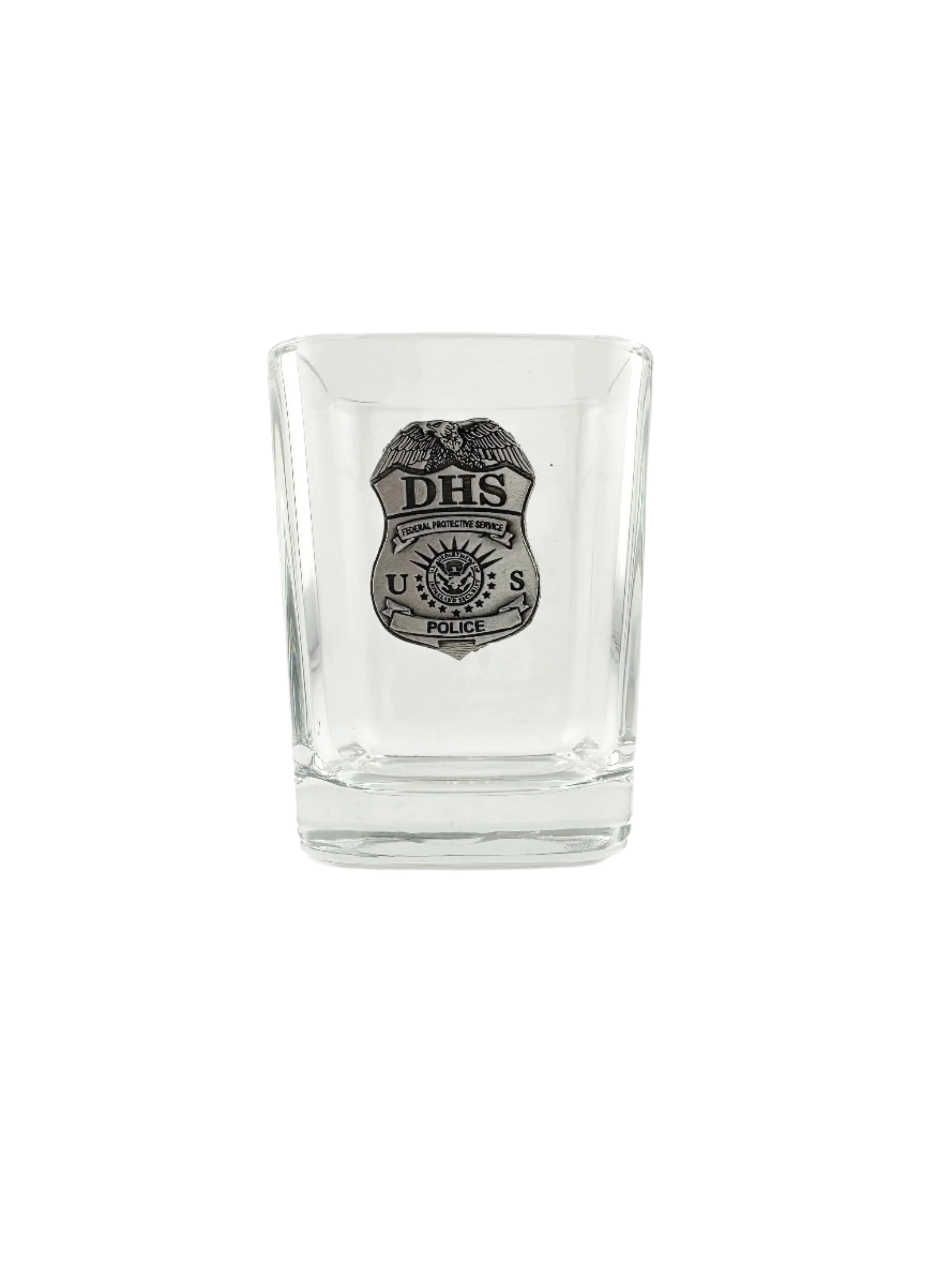 DHS FPS POLICE PEWTER SQUARE SHOT GLASS