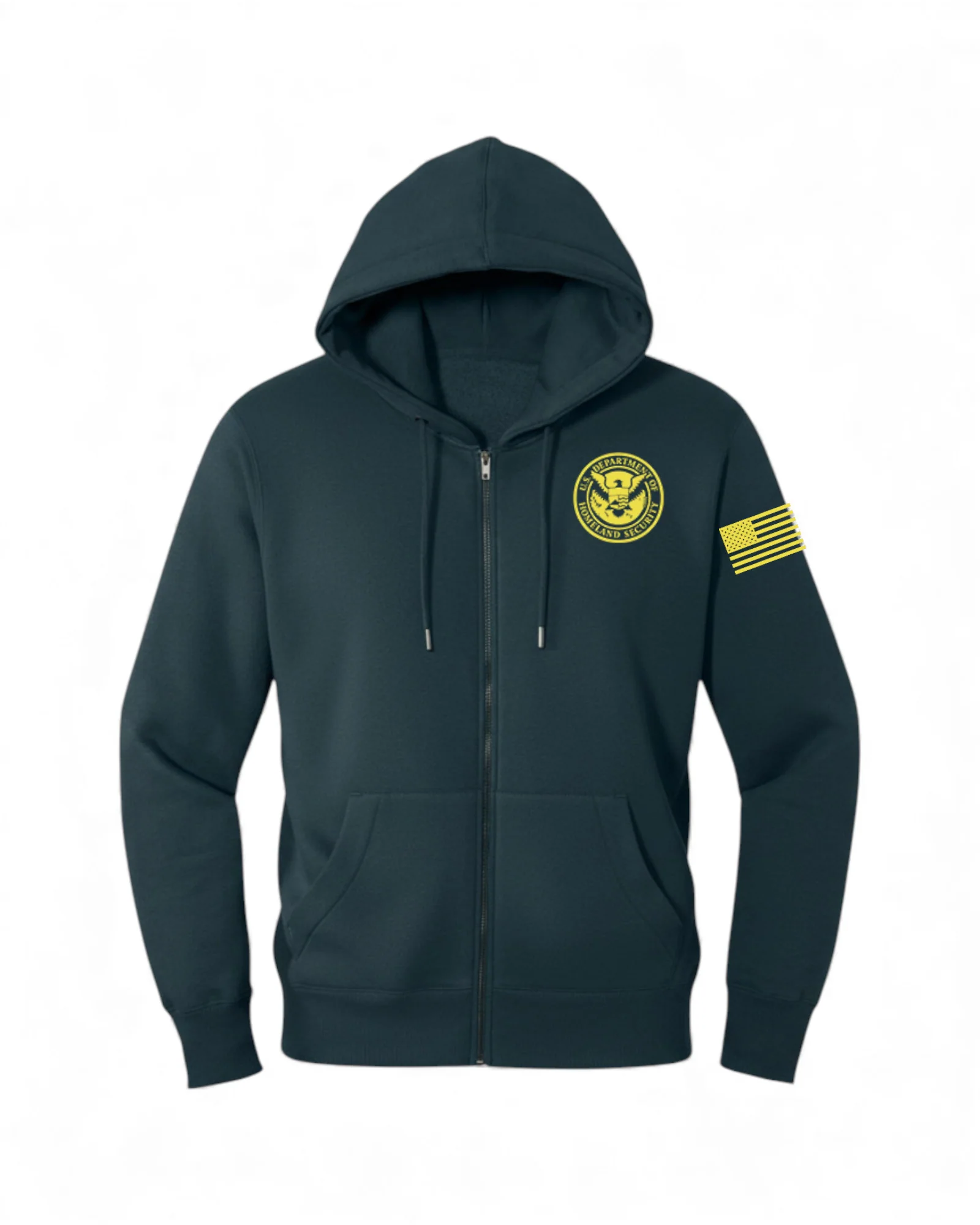 DHS SEAL W/ FLAG ON LEFT SLEEVE FULL ZIP HOODED SWEATSHIRT-DT1103 - Image 10
