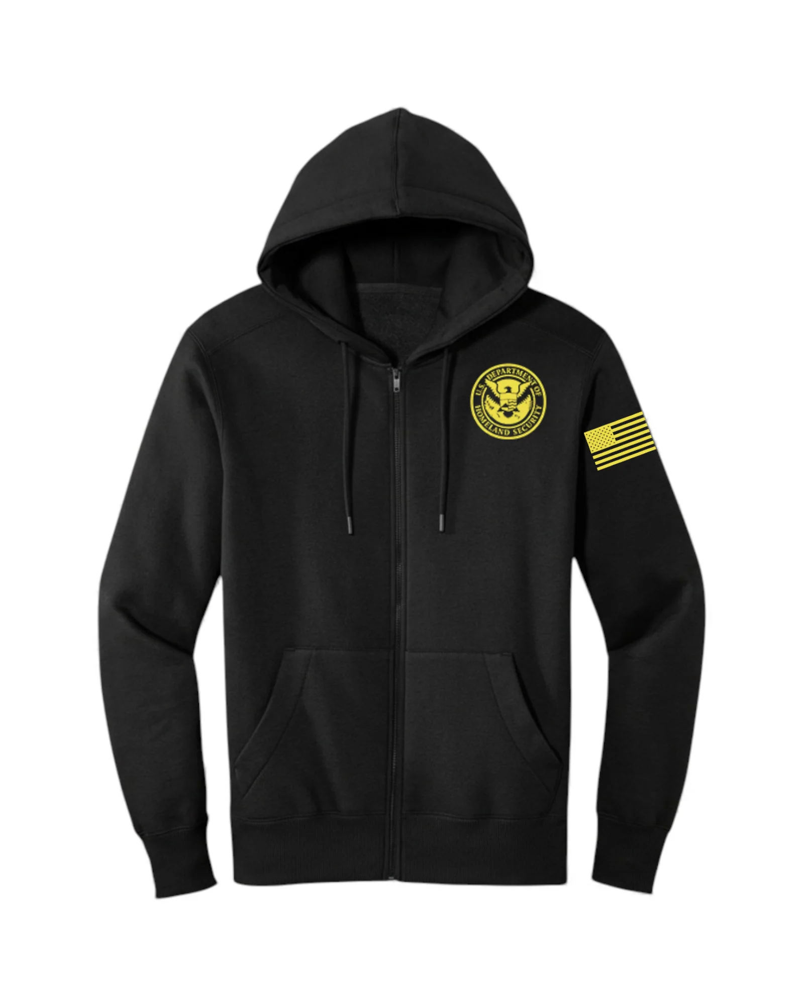 DHS SEAL W/ FLAG ON LEFT SLEEVE FULL ZIP HOODED SWEATSHIRT-DT1103 - Image 3