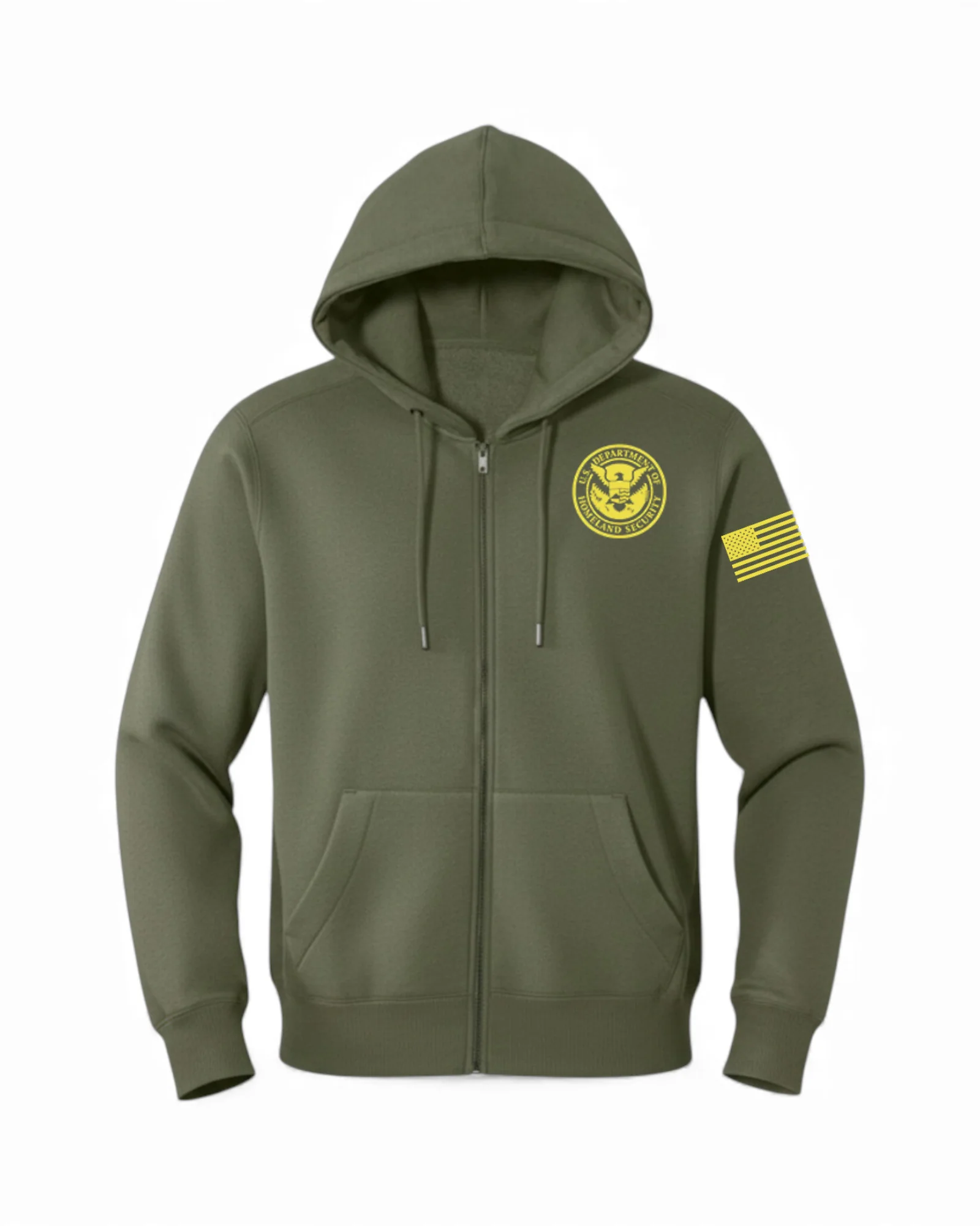 DHS SEAL W/ FLAG ON LEFT SLEEVE FULL ZIP HOODED SWEATSHIRT-DT1103 - Image 7