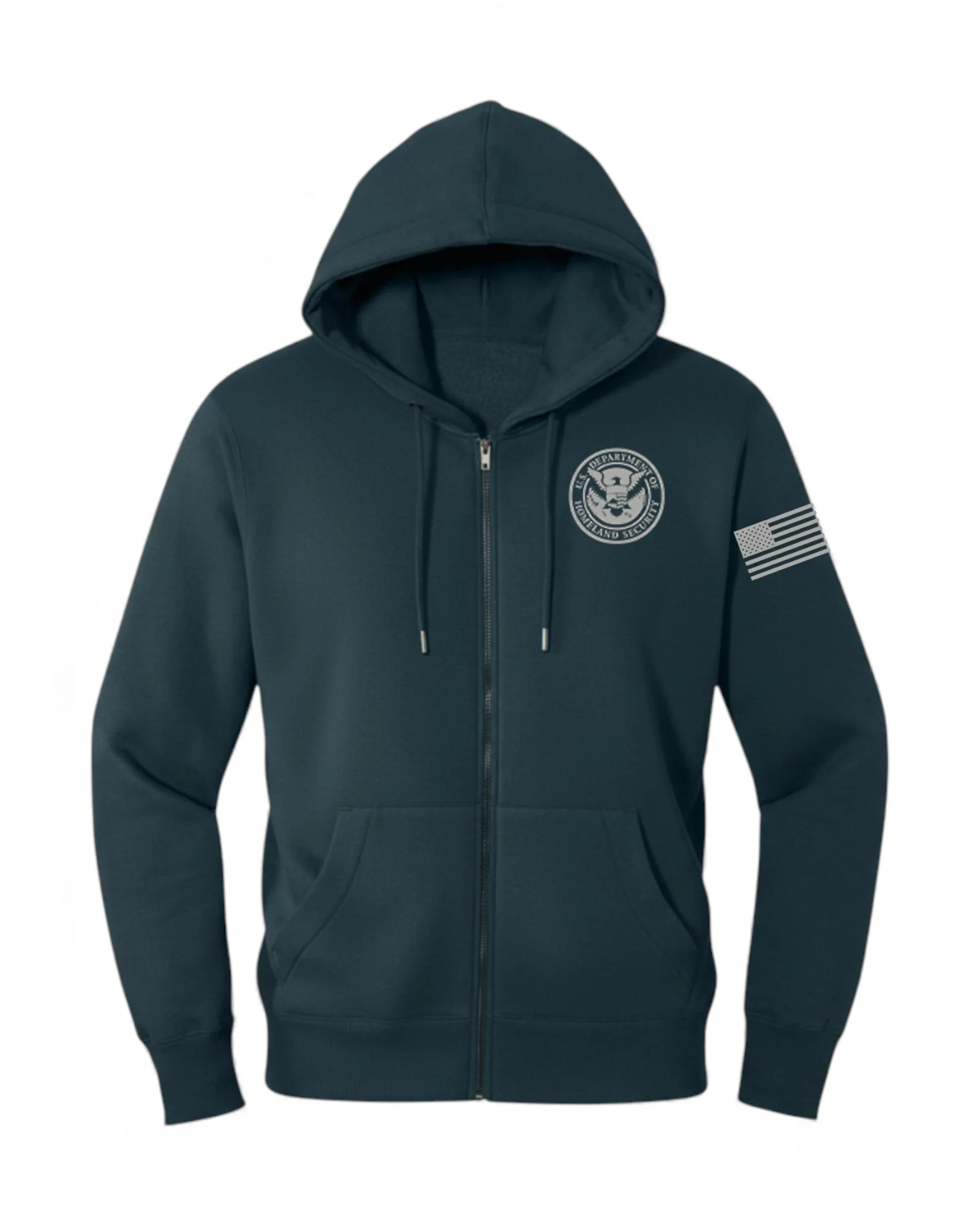 DHS SEAL W/ FLAG ON LEFT SLEEVE FULL ZIP HOODED SWEATSHIRT-DT1103 - Image 8