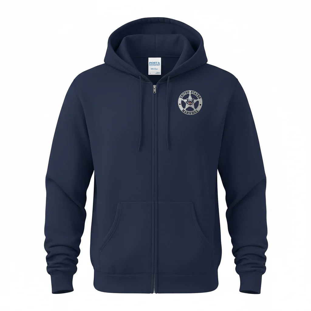 FULL ZIP HOODED SWEATSHIRT W/ EMBROIDERED USMS STAR SILVER-PC78ZH - Image 4
