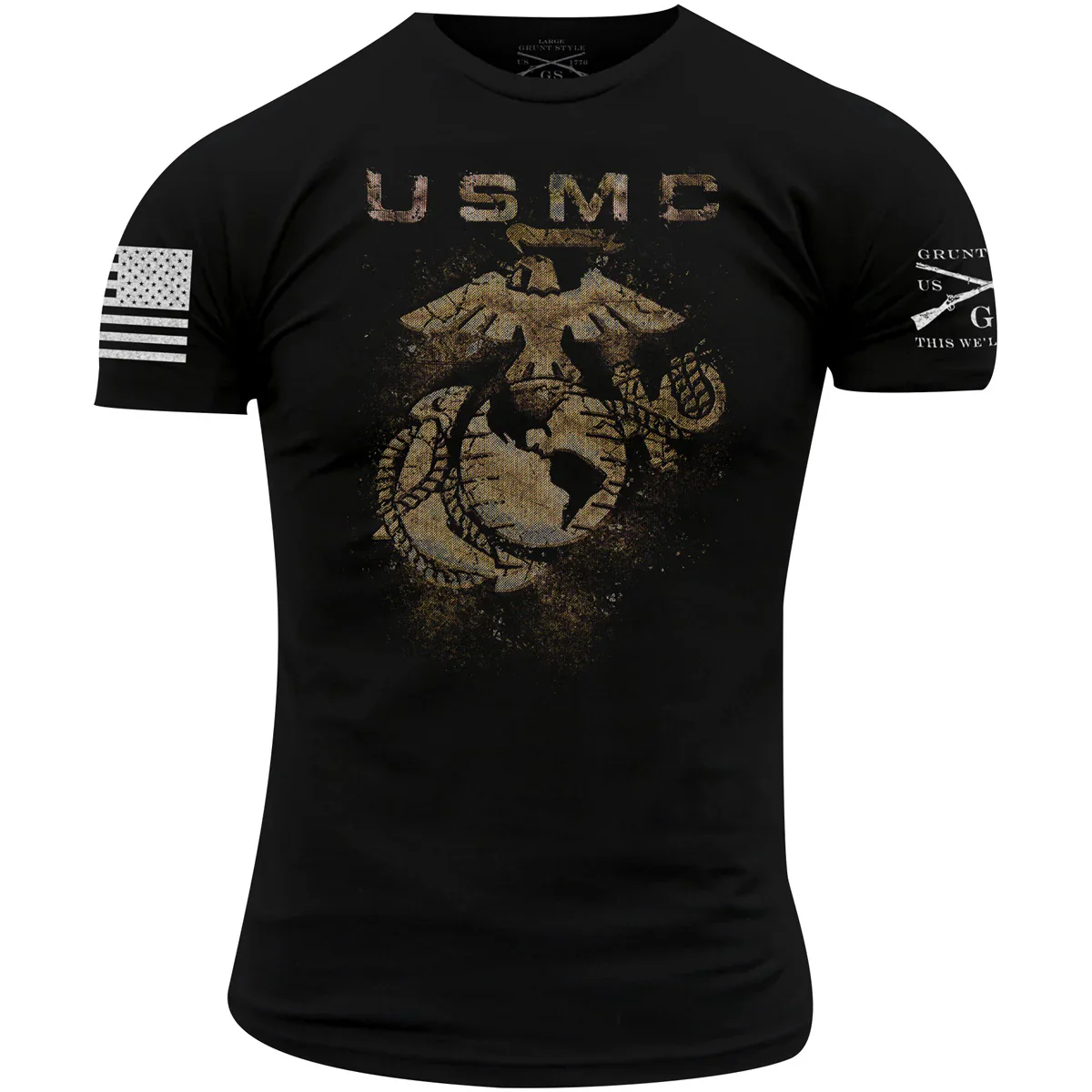 GRUNT STYLE USMC T-SHIRT-BLACK CLEARANCE