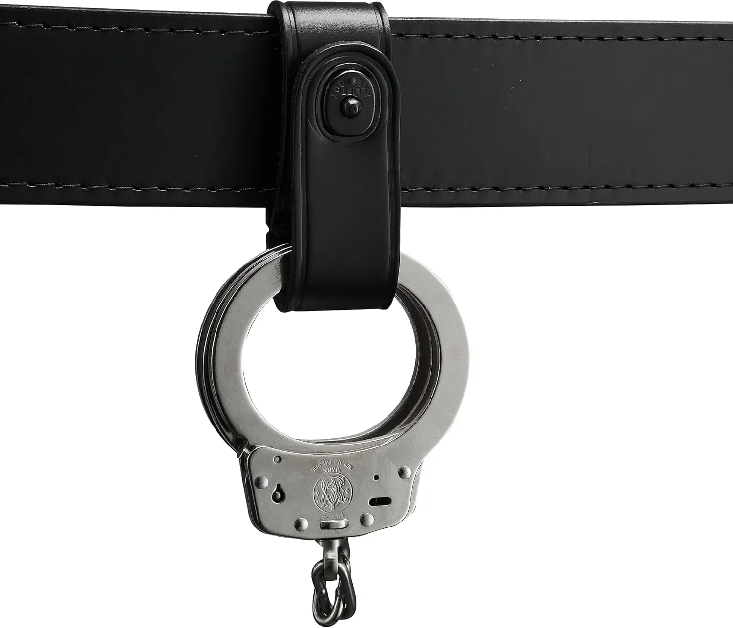 LEATHER HANDCUFF STRAP WITH BLACK SAFETY SNAP
