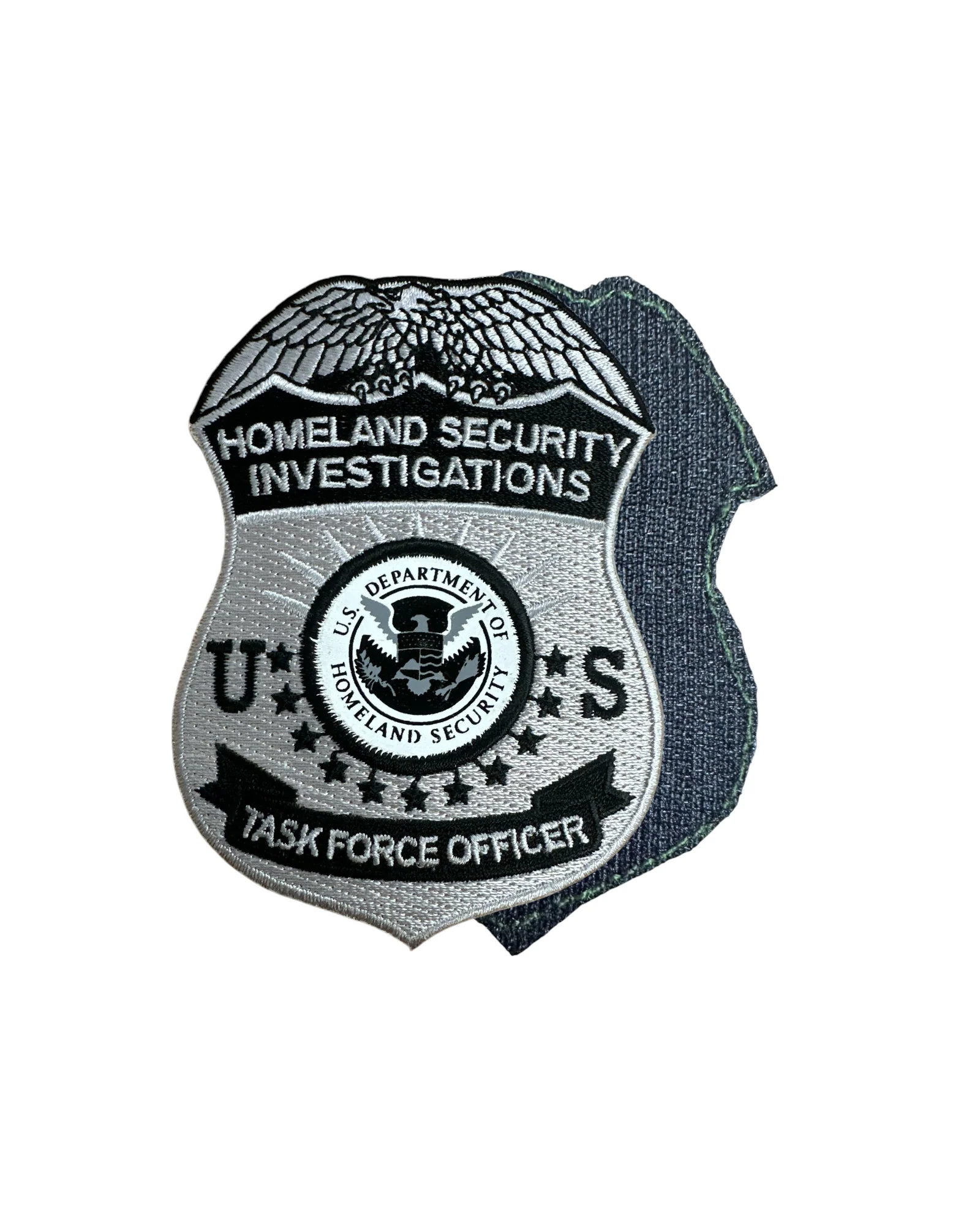 HSI TASK FORCE OFFICER BADGE PATCH GREY/BLACK 3 3/4 INCH - Image 2