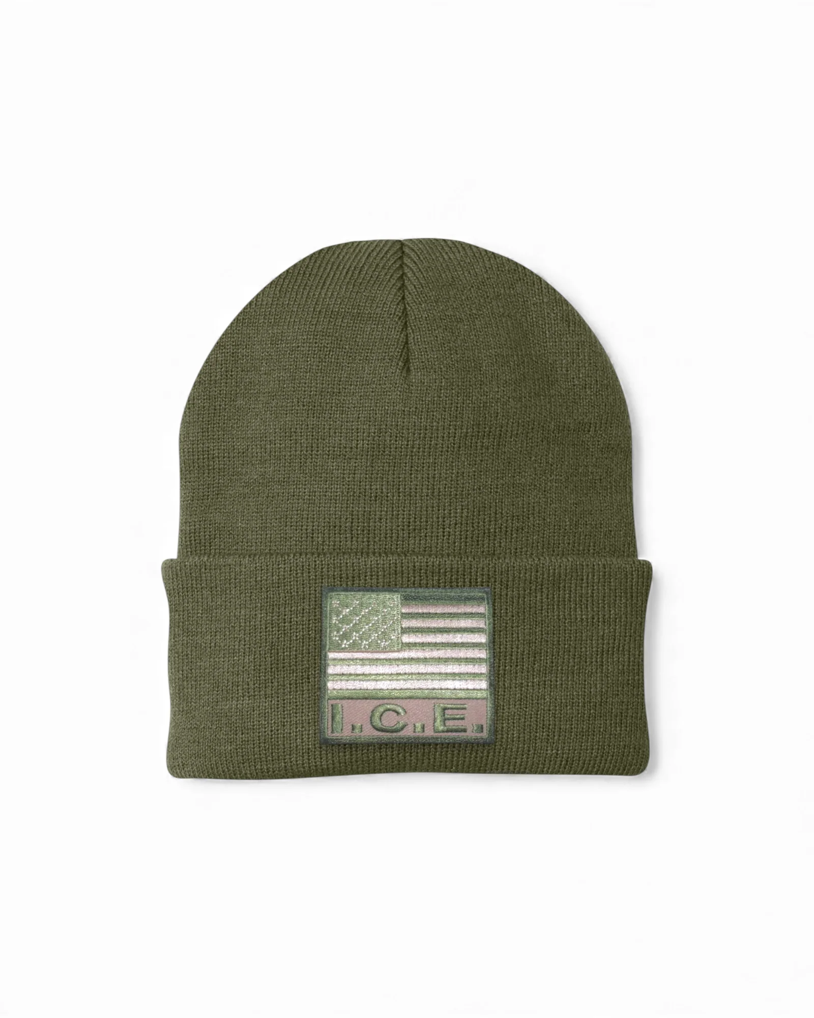 ICE FLAG CUFFED KNIT BEANIE-OD
