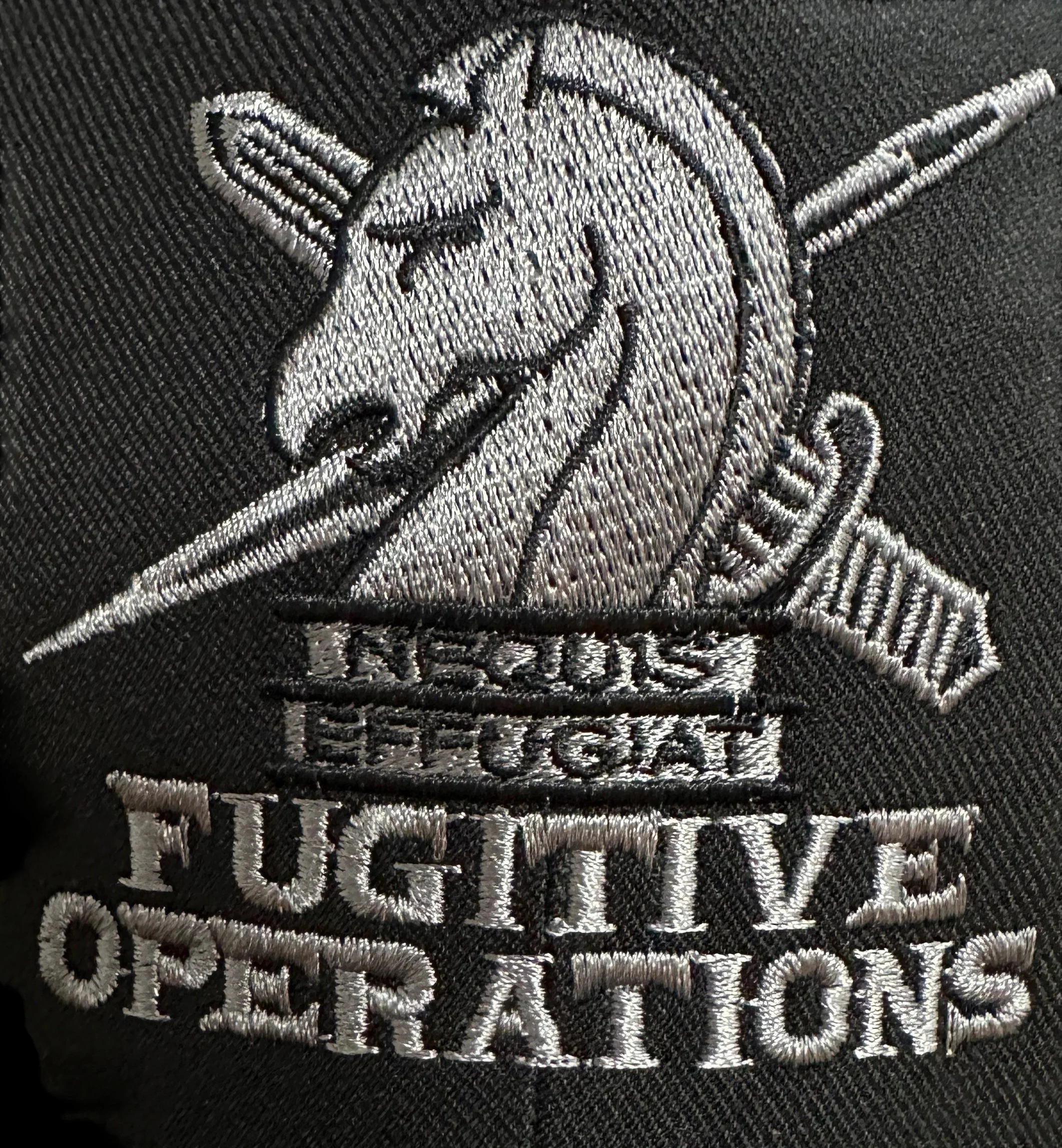 ICE FUGITIVE OPS EMBROIDERED ON FLEXFIT HAT-BLACK - Image 2
