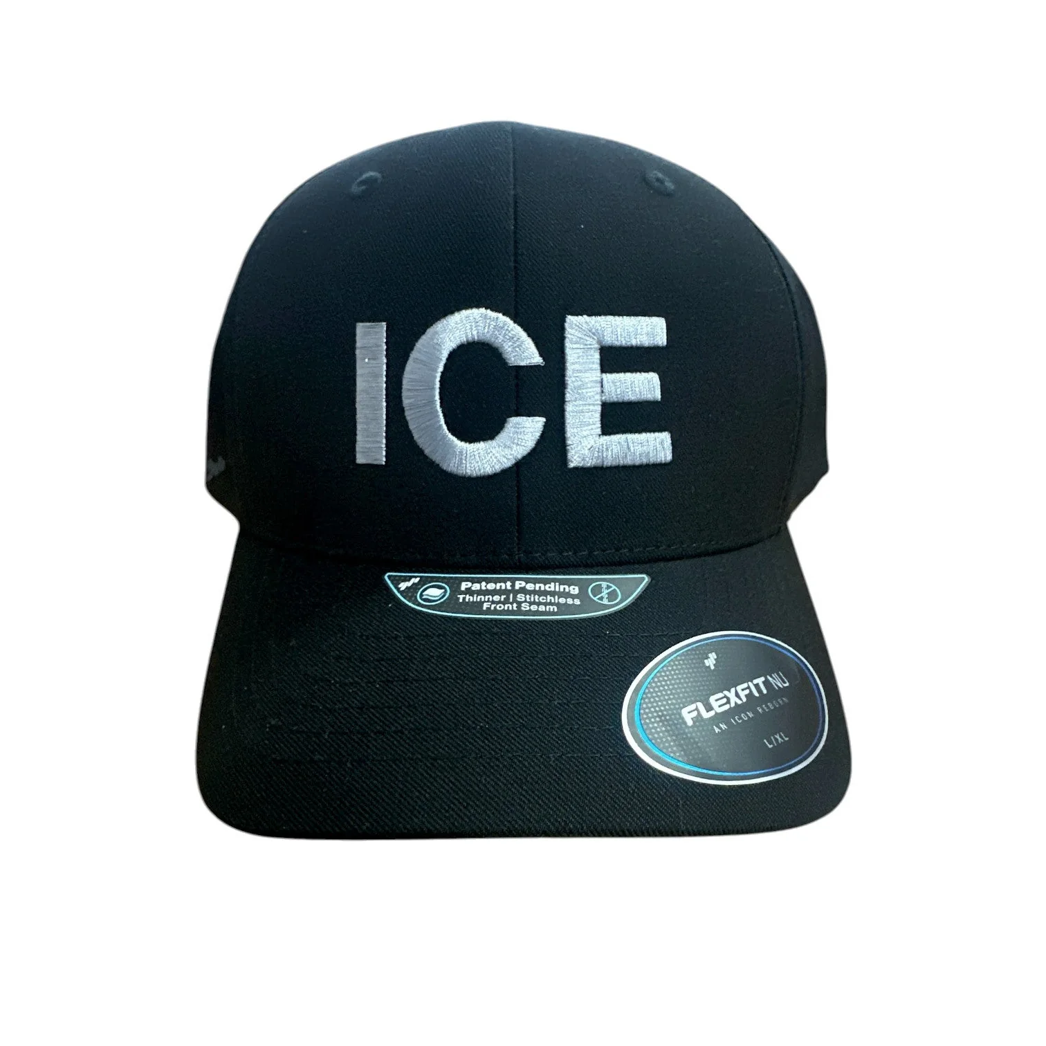 ICE GREY LETTERS EMBROIDERED ON BLACK FLEXFIT HAT - Image 2