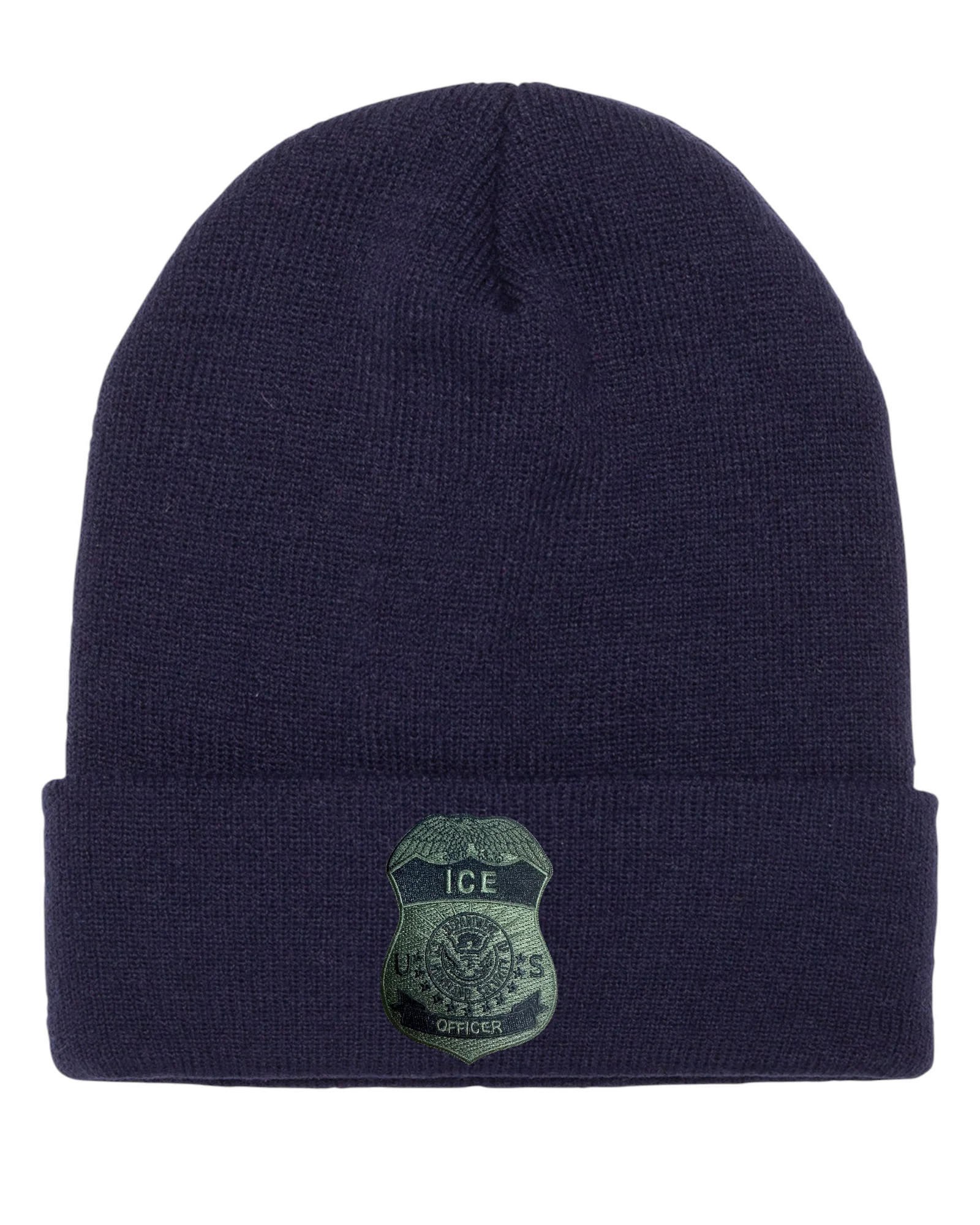 ICE OFFICER BADGE CUFFED KNIT BEANIE - Image 3