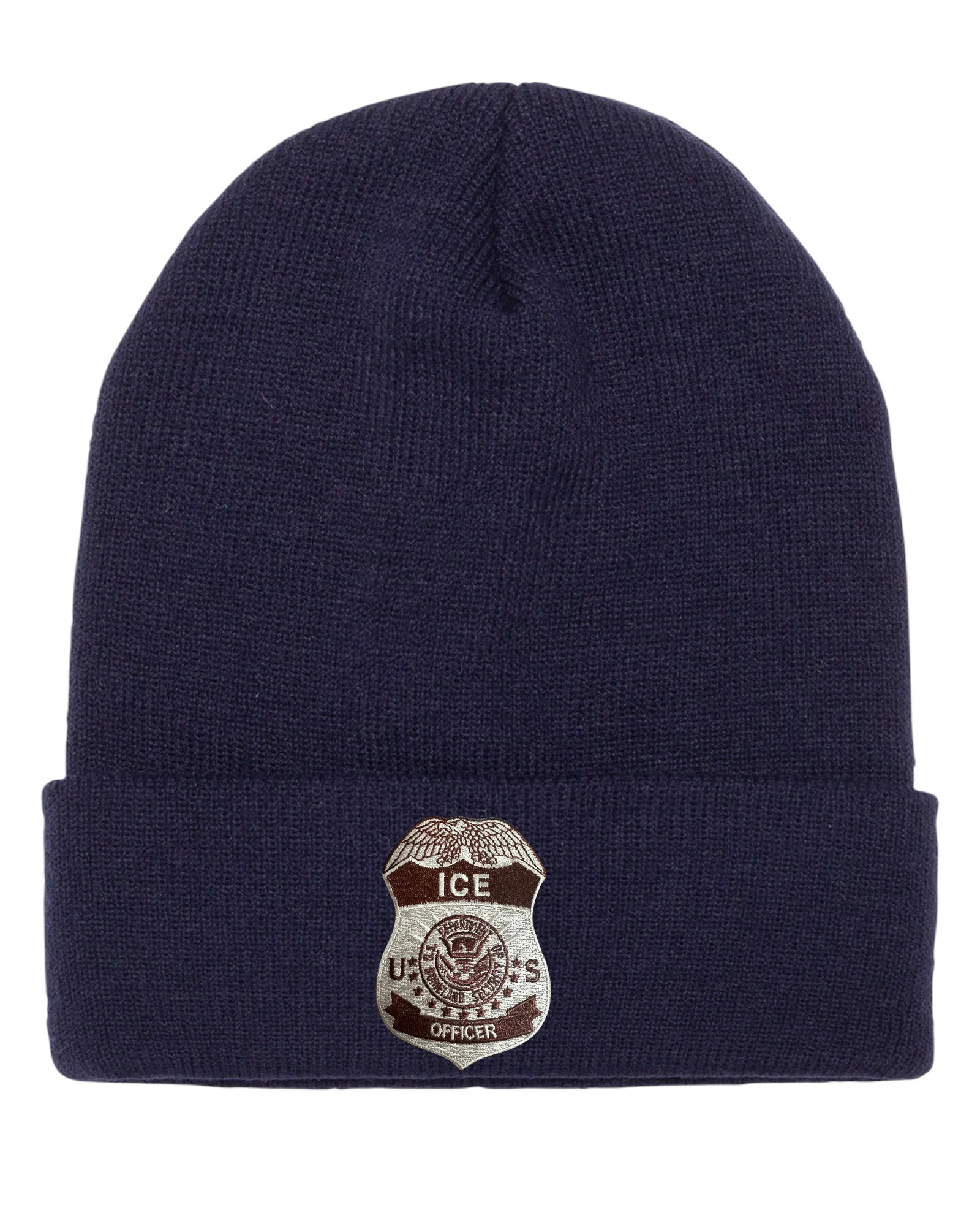 ICE OFFICER BADGE CUFFED KNIT BEANIE - Image 4