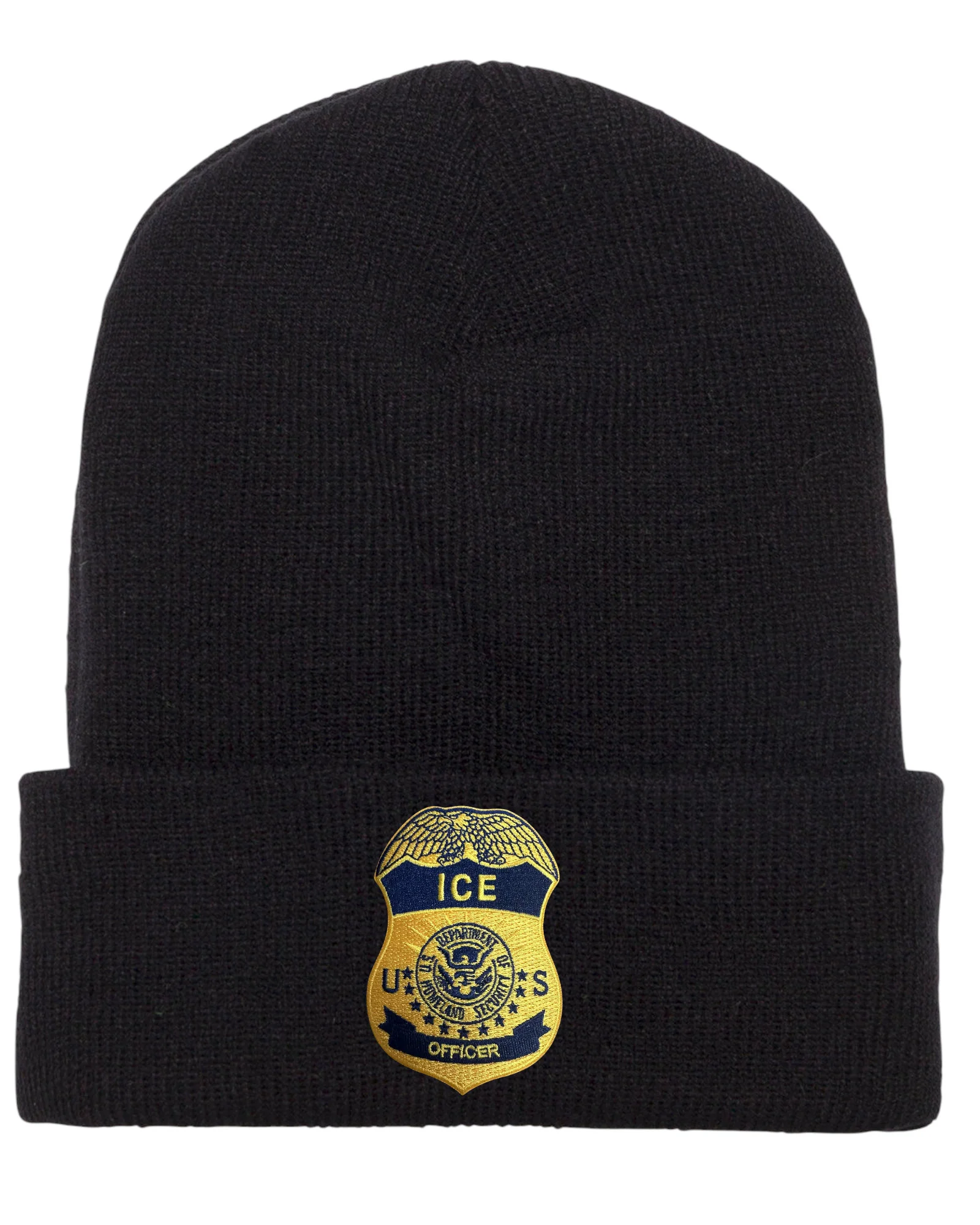 ICE OFFICER BADGE CUFFED KNIT BEANIE - Image 5
