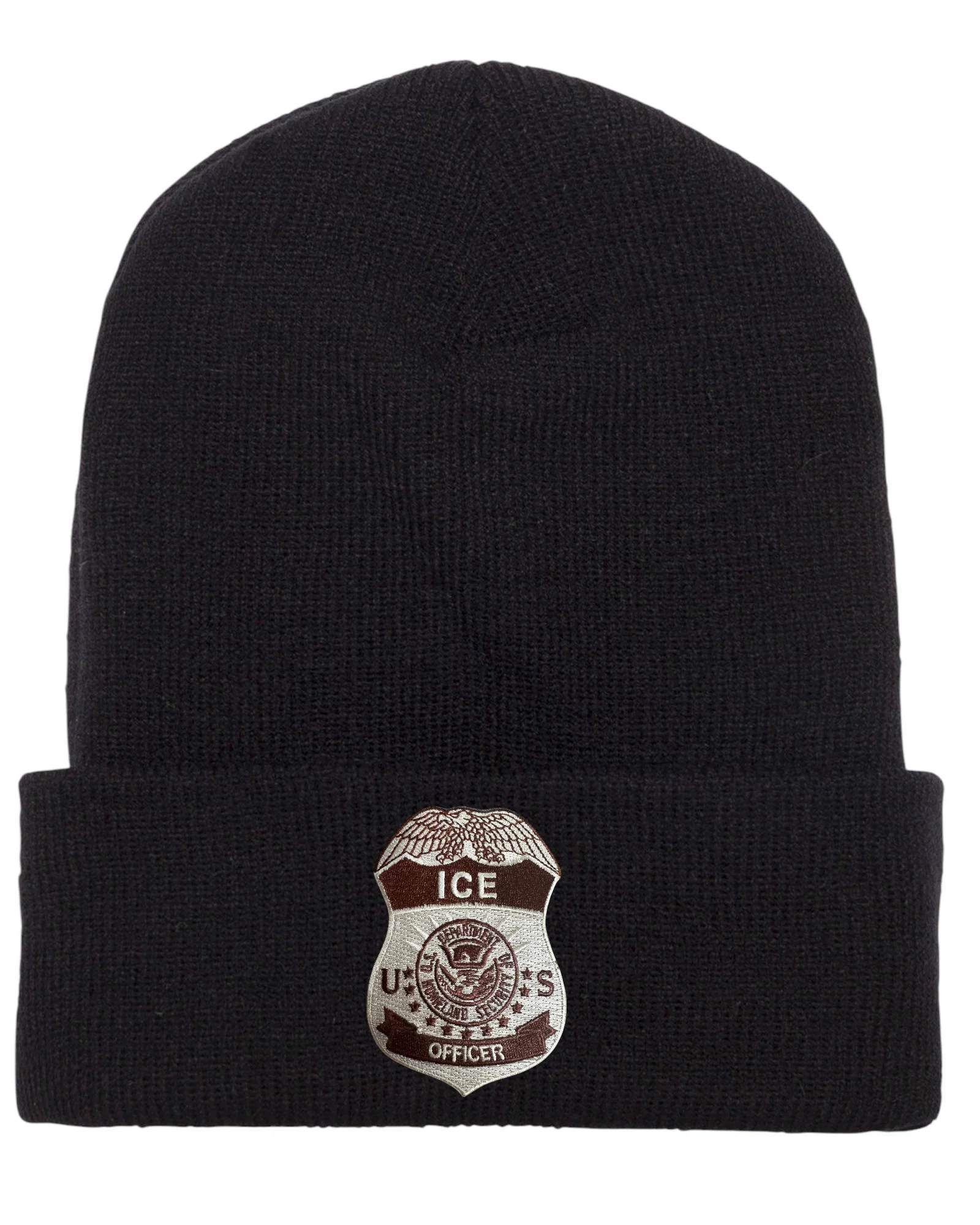 ICE OFFICER BADGE CUFFED KNIT BEANIE - Image 8