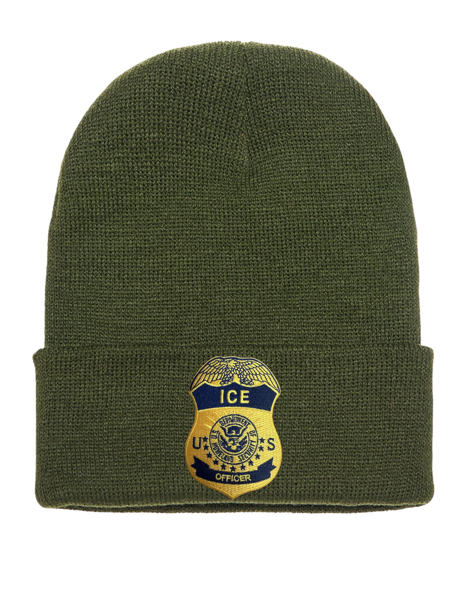 ICE OFFICER BADGE CUFFED KNIT BEANIE - Image 9
