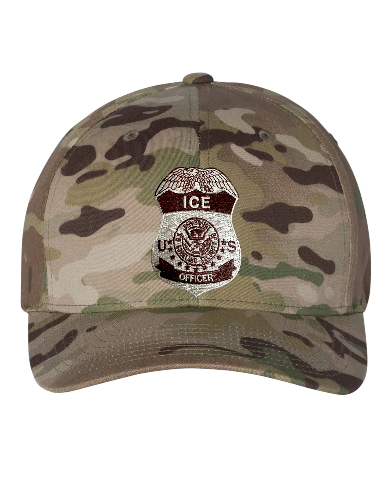 ICE OFFICER BADGE FLEXFIT HAT-MULTI CAM GREEN - Image 5