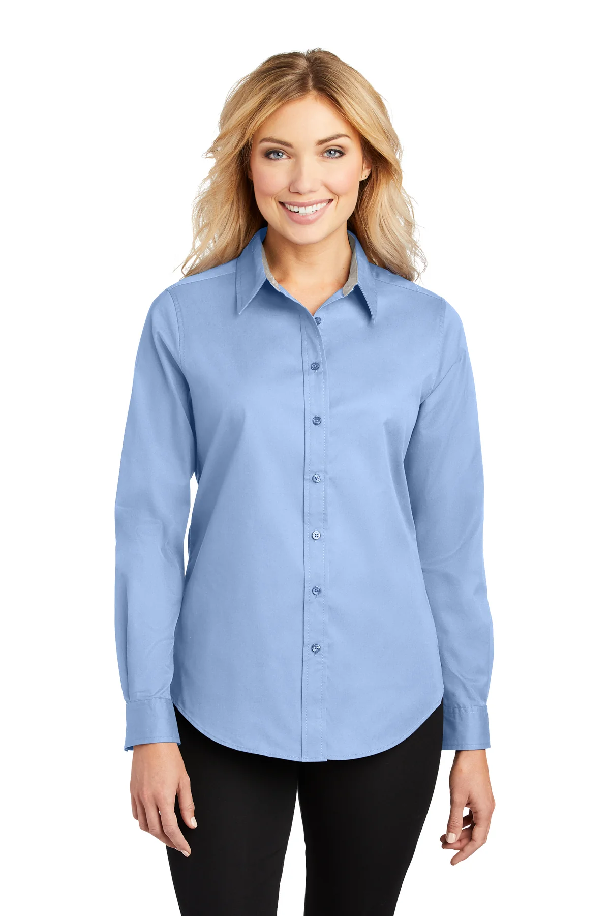 LADIES LONG SLEEVE BUTTON SHIRT L608 - Image 8