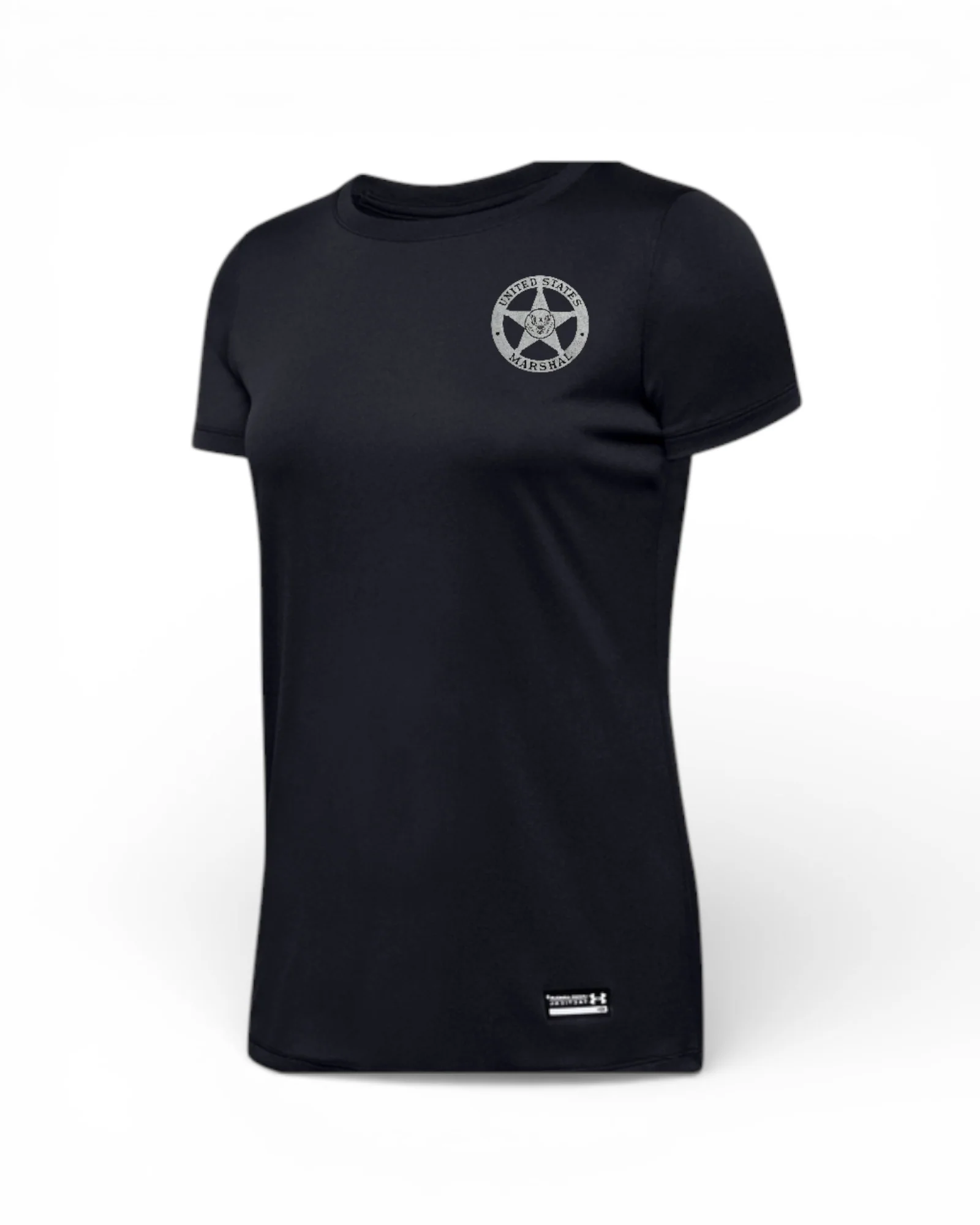 LADIES UNDER ARMOUR TACTICAL TECH T-SHIRT SHORT SLEEVE W/ USMS STAR SILVER- CLEARANCE