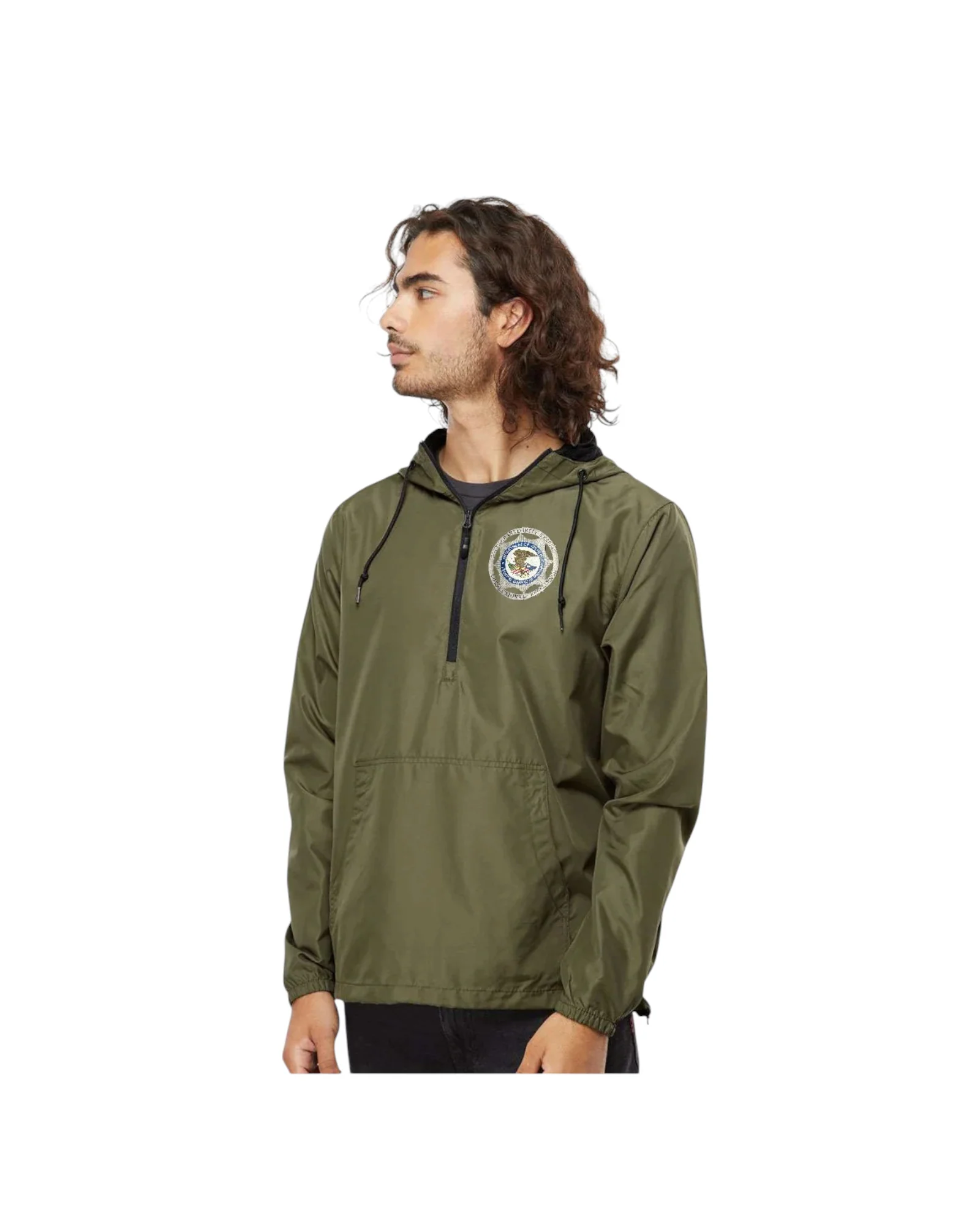 INDEPENDENT TRADING LIGHTWEIGHT QUATER-ZIP WINDBREAKER PULLOVER W/ BOP BADGE PRINTED - Image 2