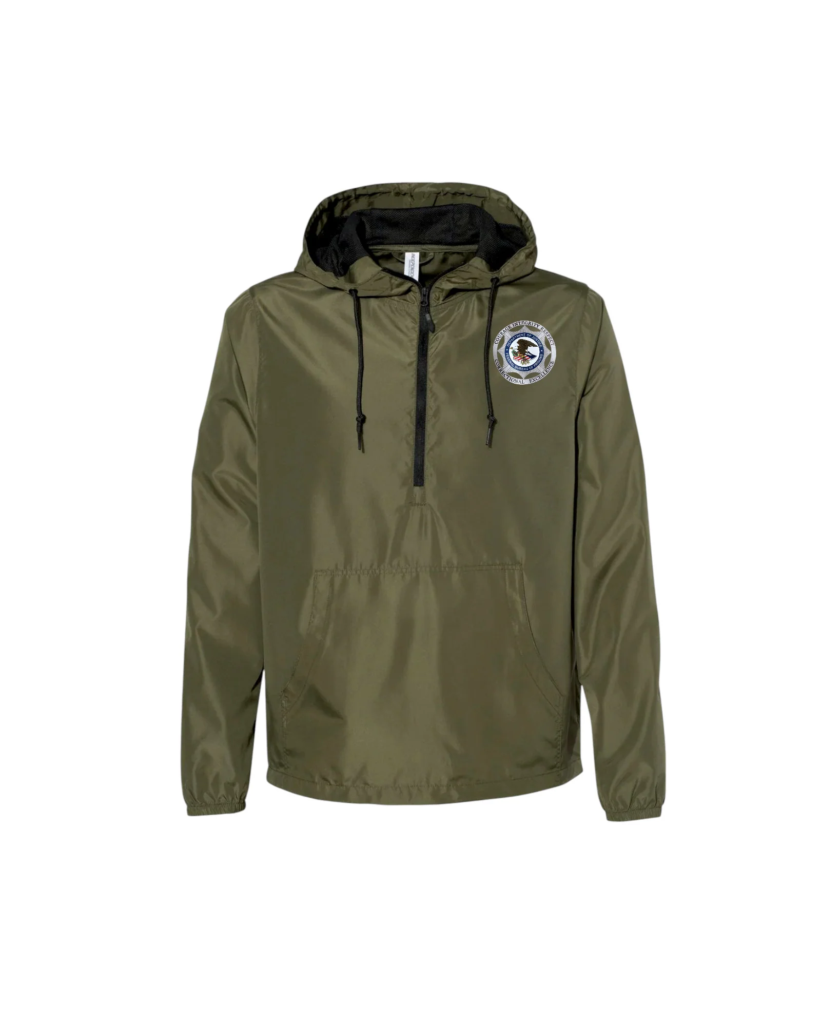 INDEPENDENT TRADING LIGHTWEIGHT QUATER-ZIP WINDBREAKER PULLOVER W/ BOP BADGE PRINTED - Image 8