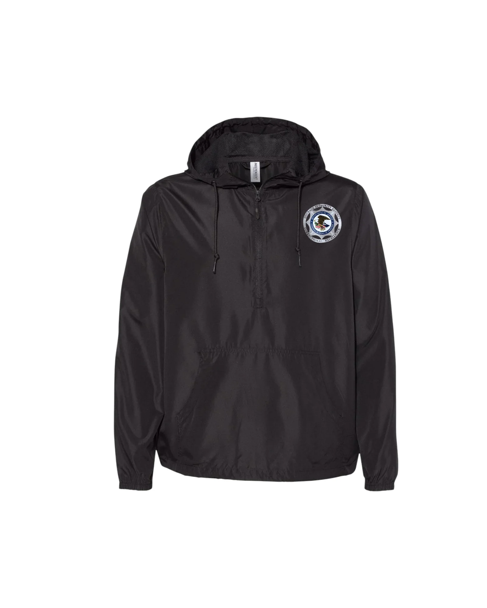INDEPENDENT TRADING LIGHTWEIGHT QUATER-ZIP WINDBREAKER PULLOVER W/ BOP BADGE PRINTED - Image 9