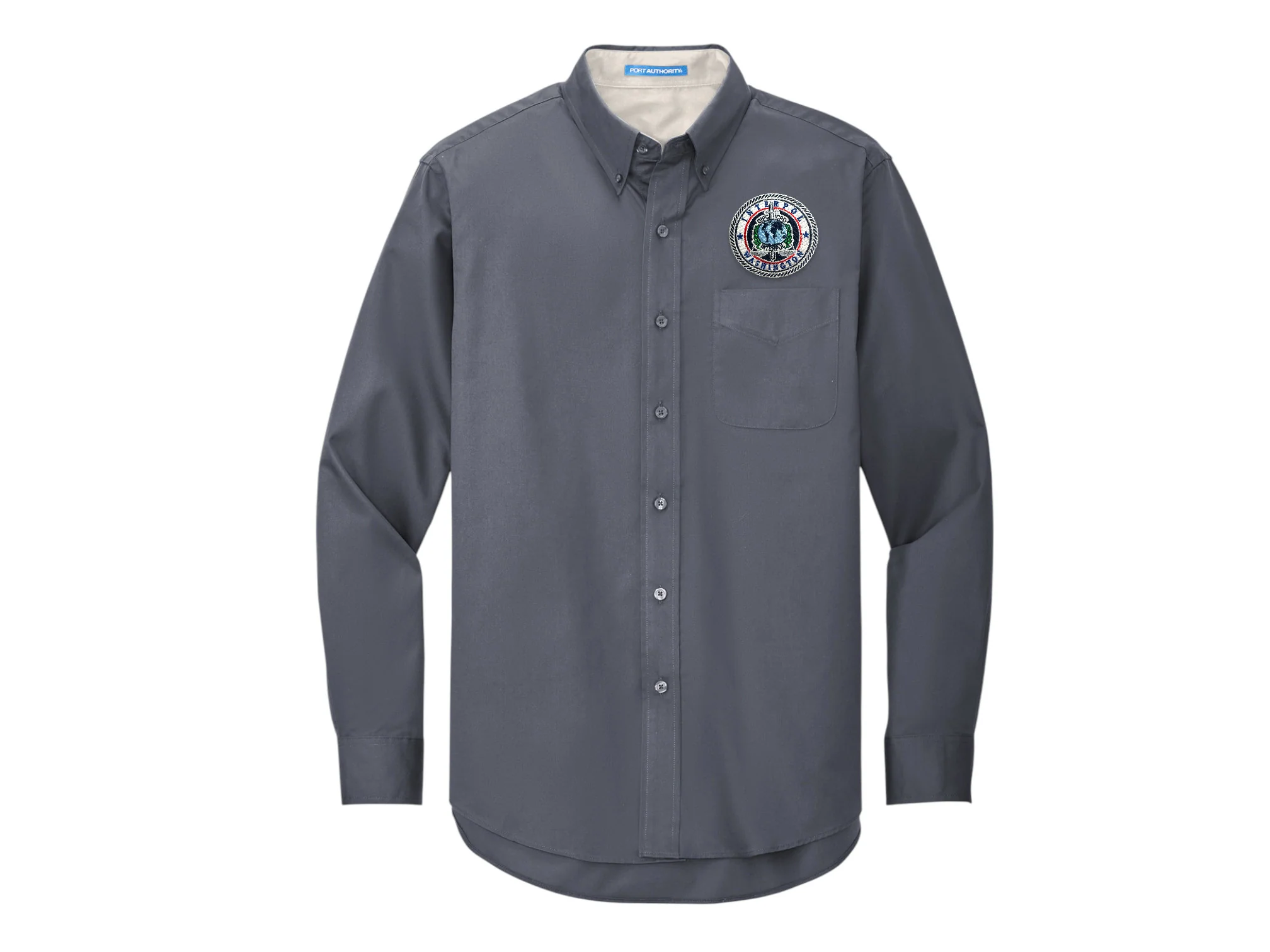 MEN'S EMBROIDERED INTERPOL WASHINGTON BUTTON UP DRESS SHIRT-S608 - Image 3
