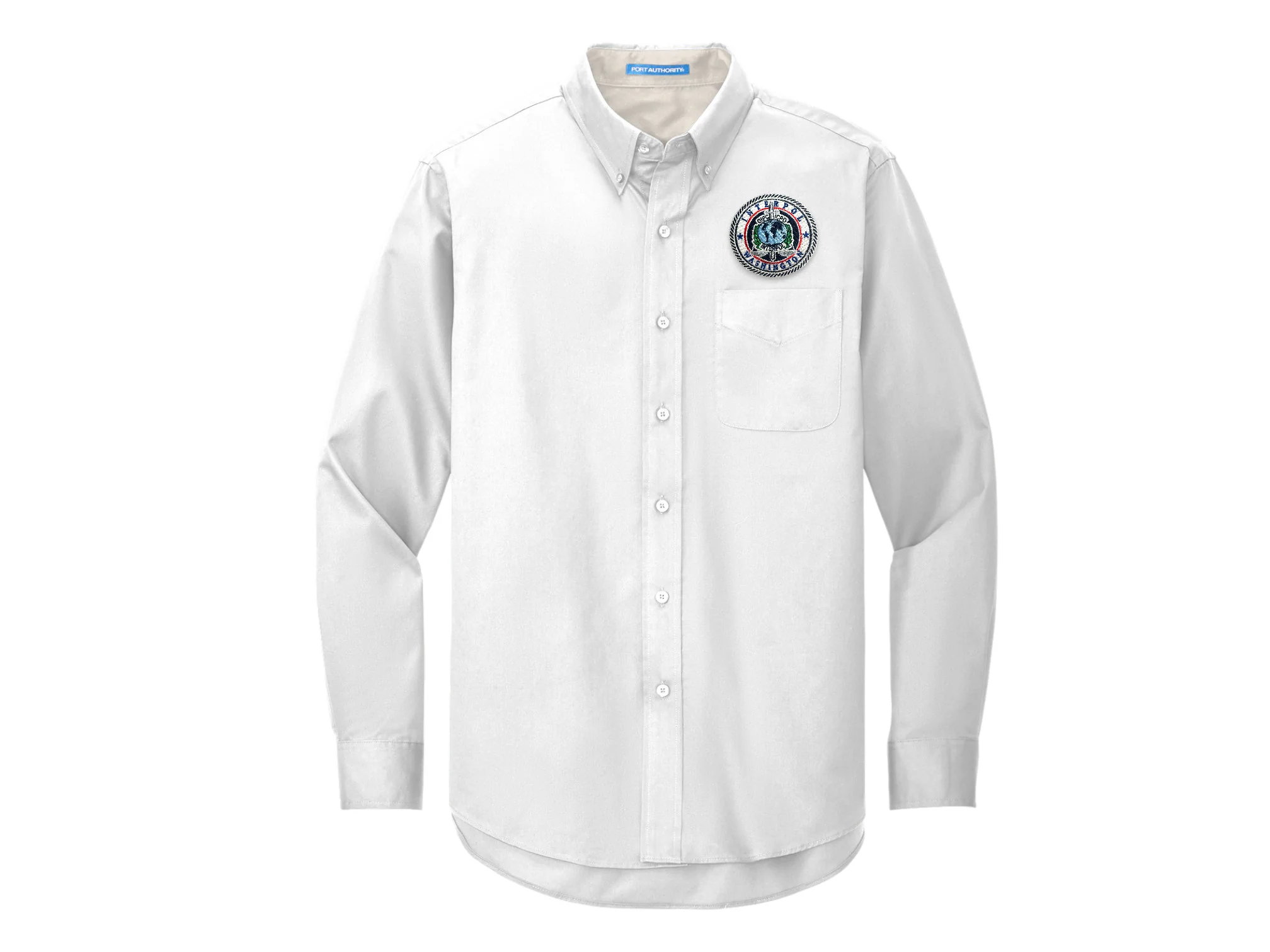 MEN'S EMBROIDERED INTERPOL WASHINGTON BUTTON UP DRESS SHIRT-S608 - Image 6