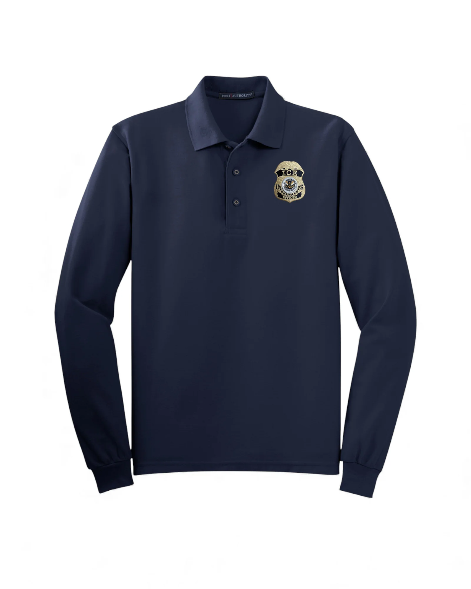 MEN'S LONG SLEEVE ICE OFFICER UNIFORM BADGE PORT AUTHORITY POLO - K500LS - Image 3
