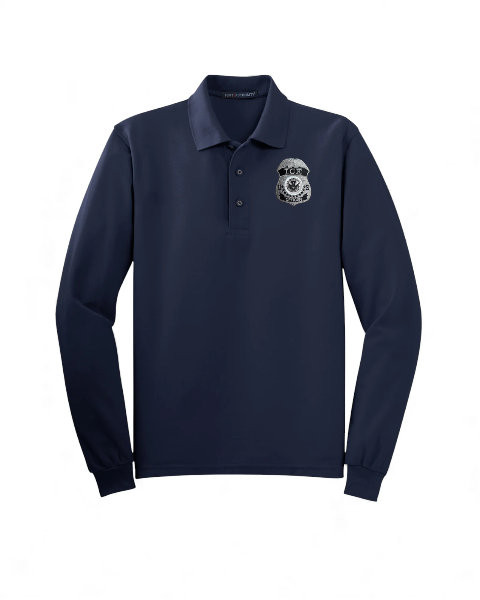 MEN'S LONG SLEEVE ICE OFFICER UNIFORM BADGE PORT AUTHORITY POLO - K500LS - Image 4