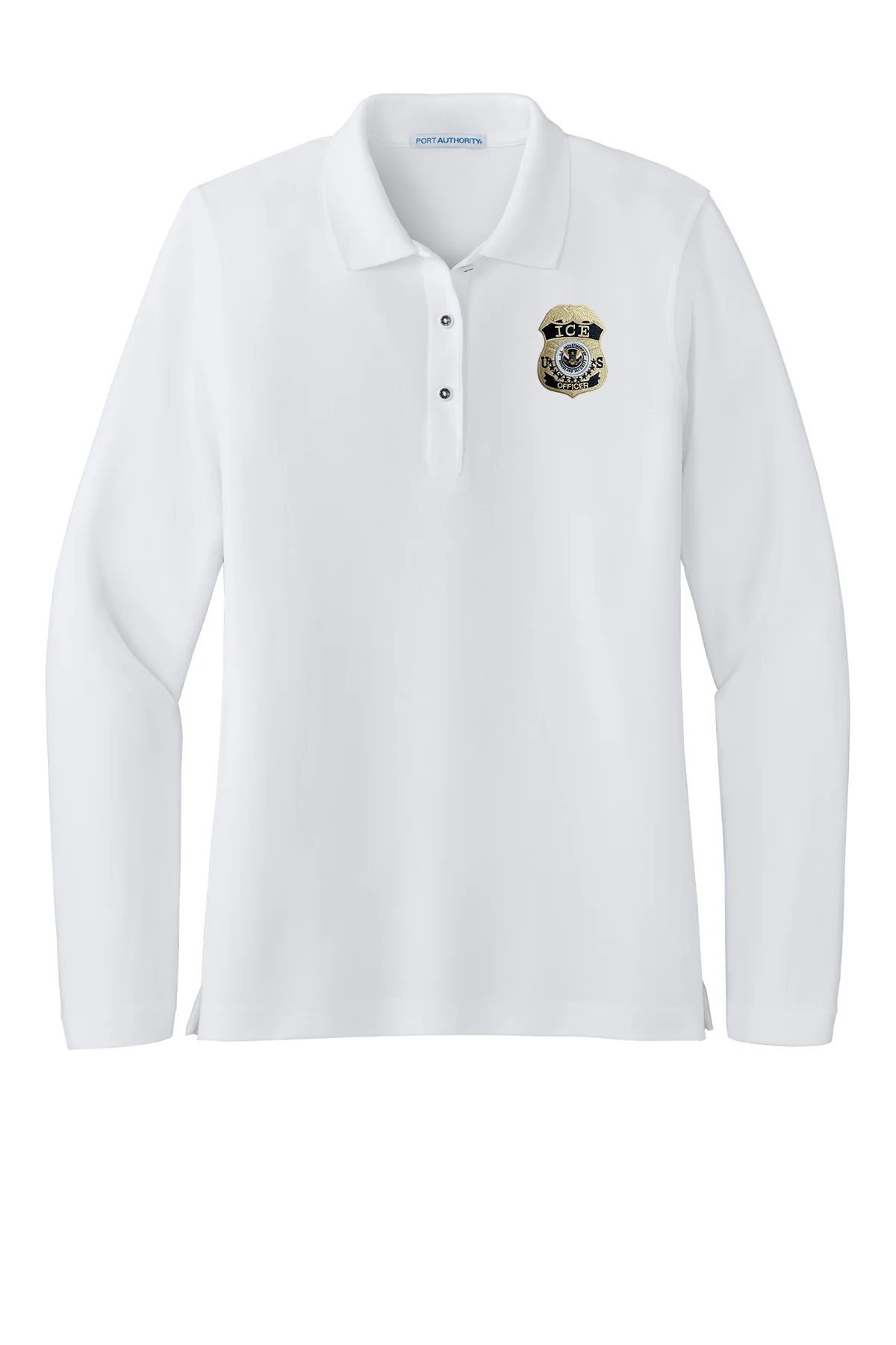 MEN'S LONG SLEEVE ICE OFFICER UNIFORM BADGE PORT AUTHORITY POLO - K500LS - Image 5