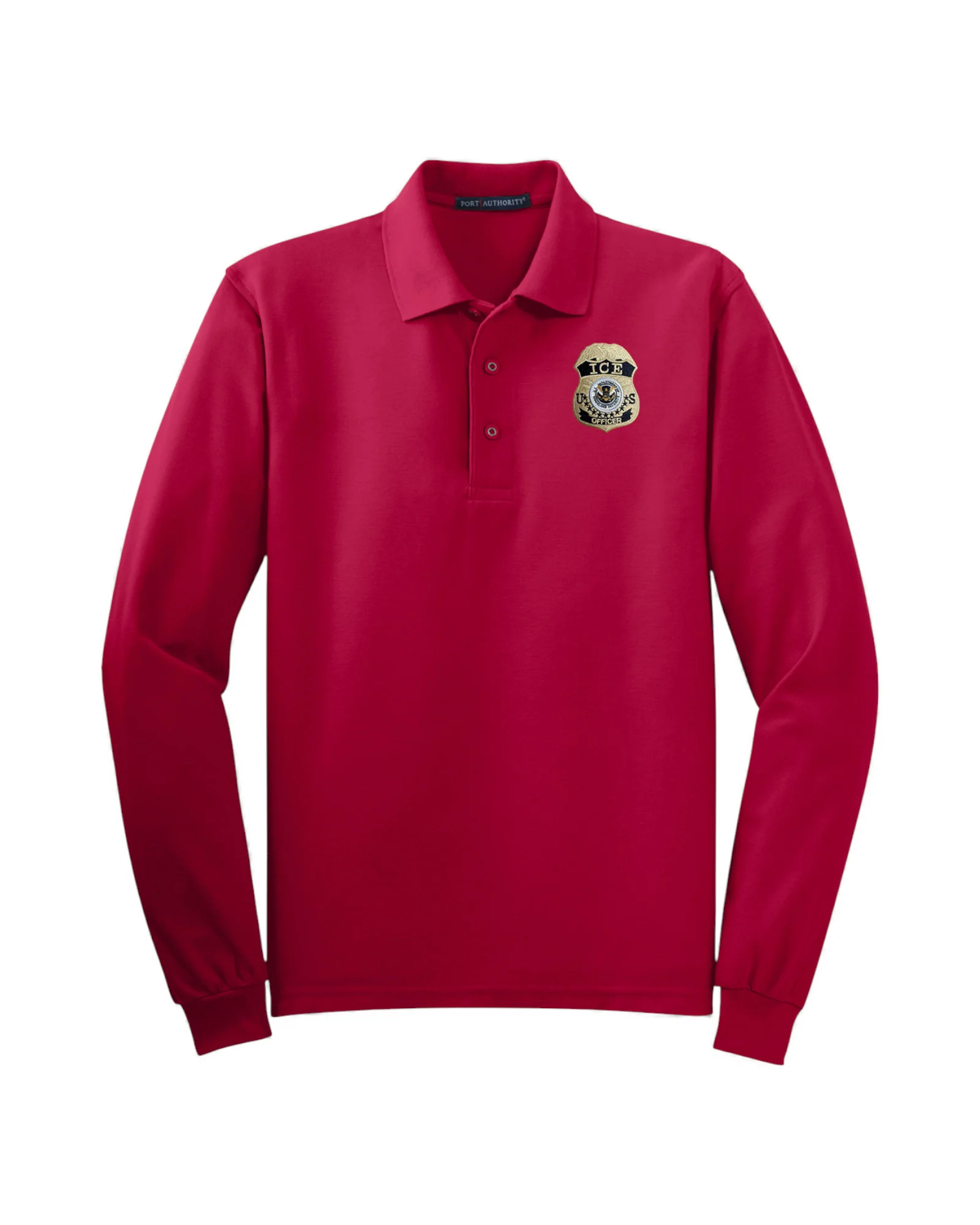 MEN'S LONG SLEEVE ICE OFFICER UNIFORM BADGE PORT AUTHORITY POLO - K500LS - Image 7