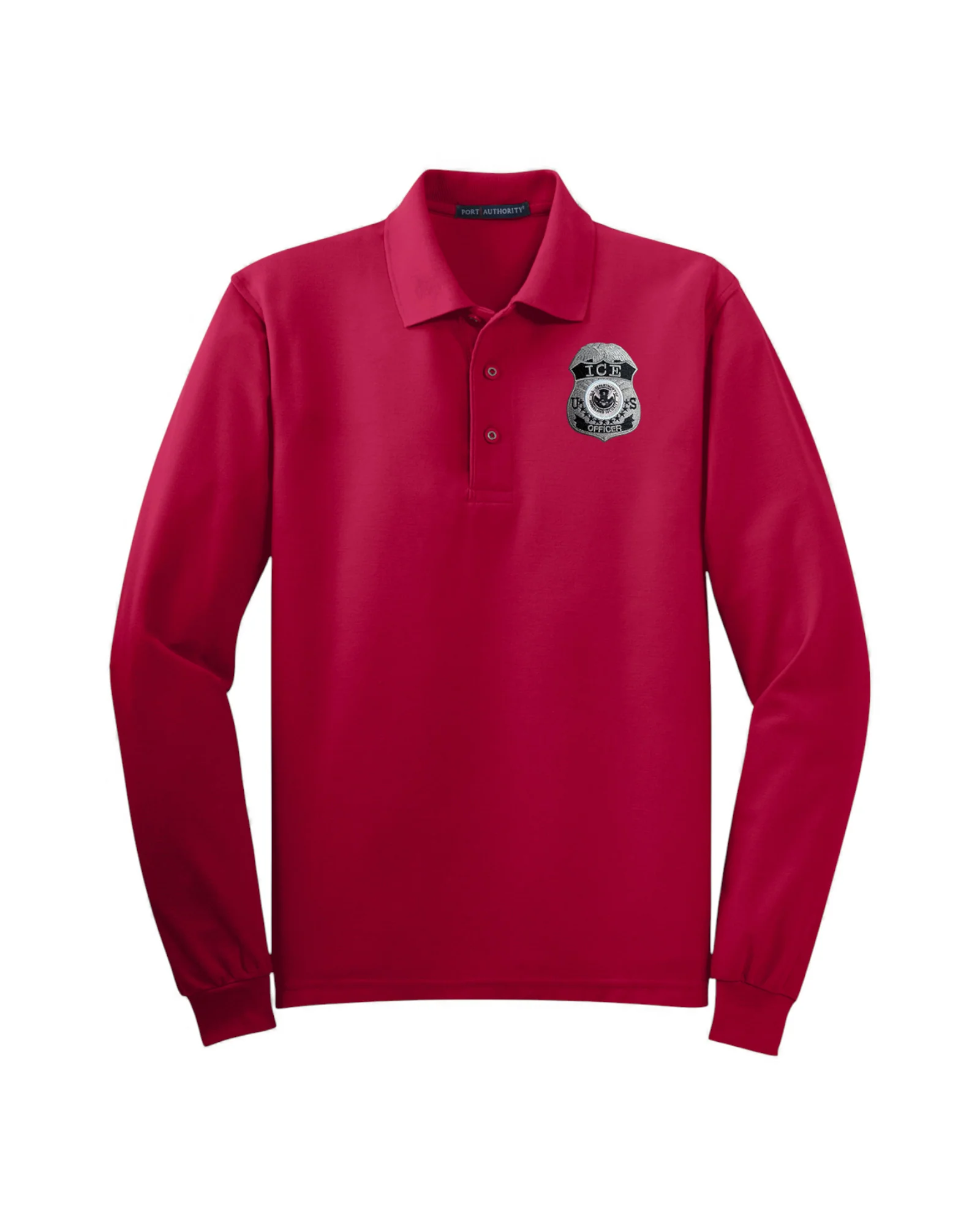 MEN'S LONG SLEEVE ICE OFFICER UNIFORM BADGE PORT AUTHORITY POLO - K500LS - Image 8