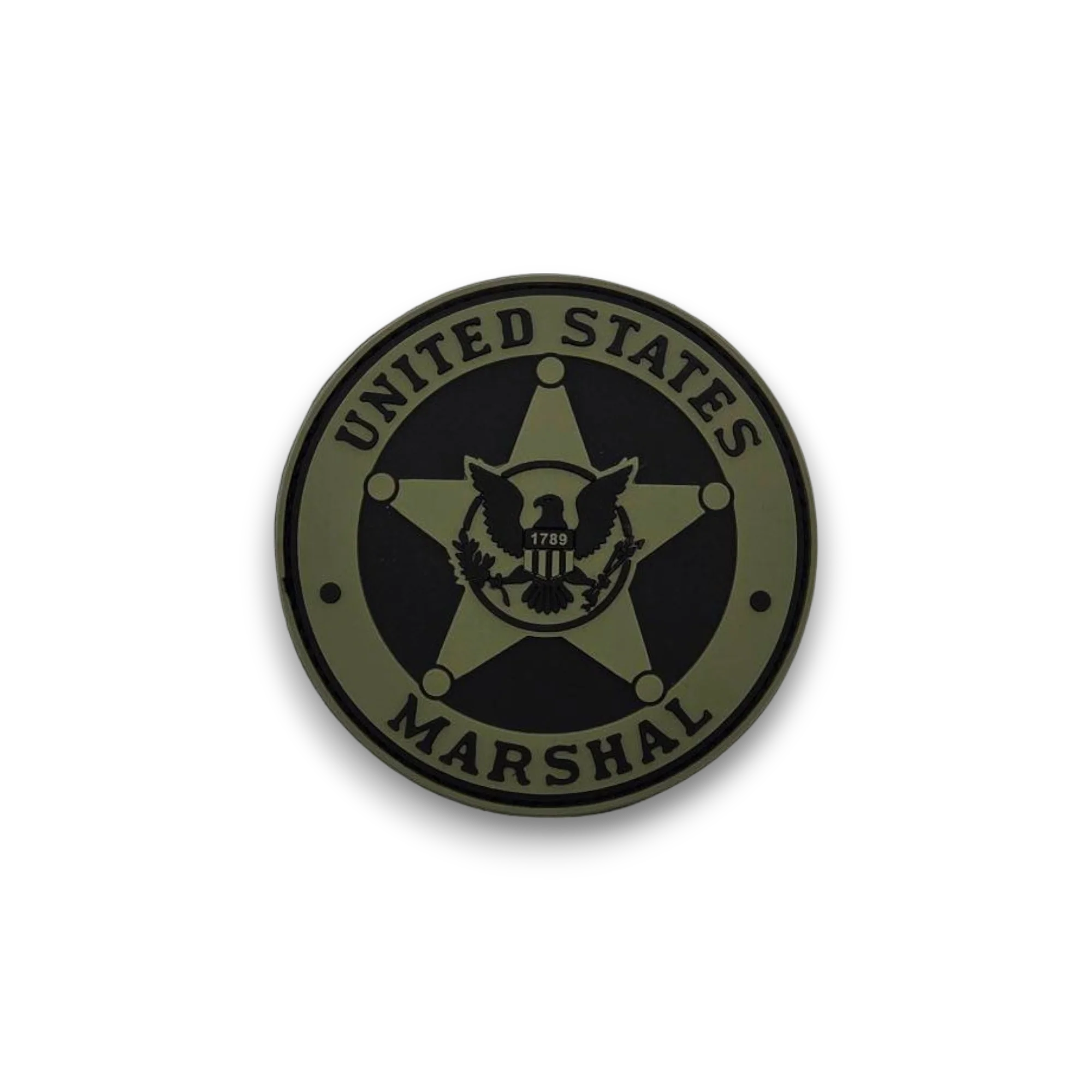 USMS PVC BADGE PATCH W/ HOOK FASTENER-RANGER GREEN/BLACK