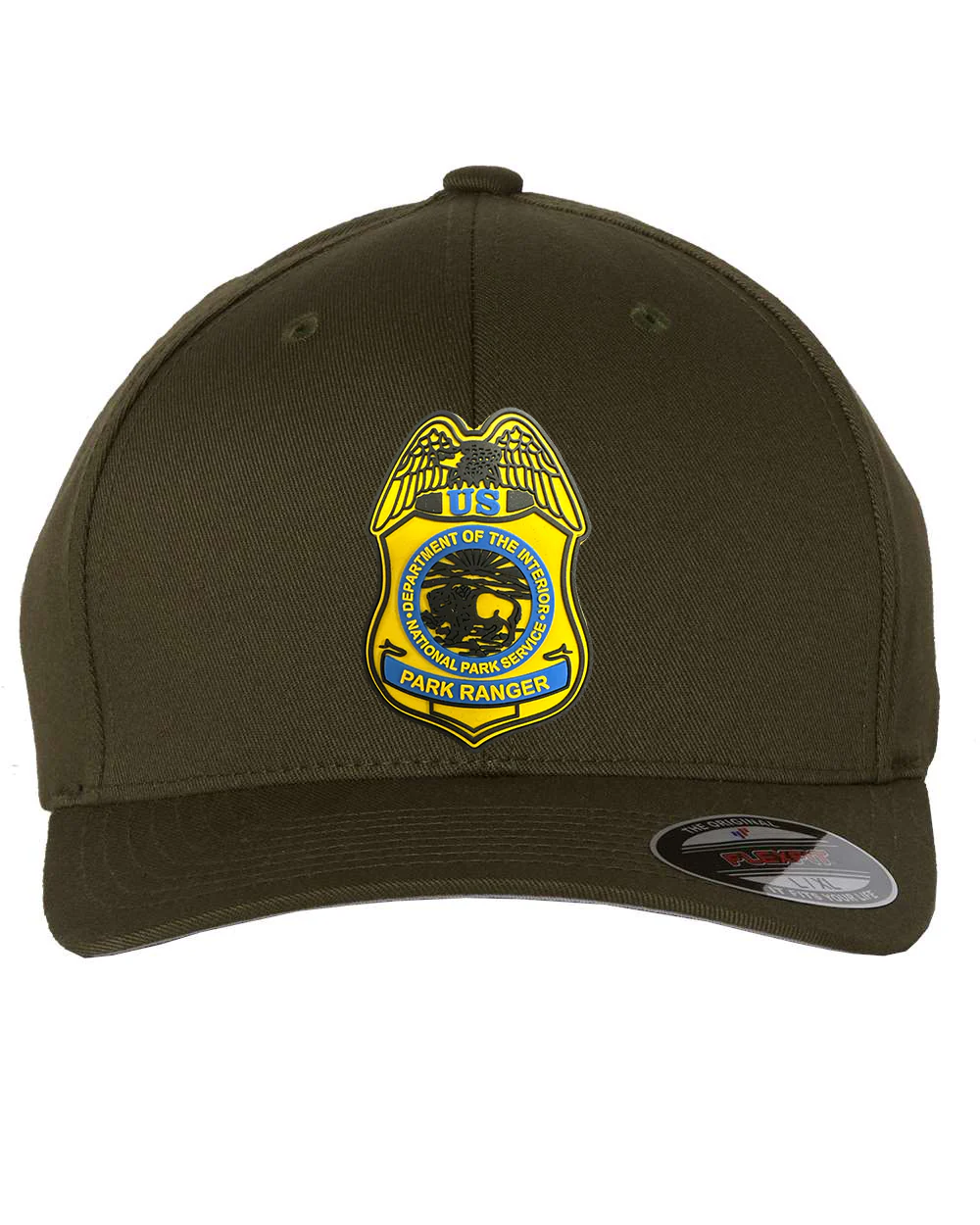 NPS PARK RANGER BADGE GOLD PVC PATCH FLEXFIT HAT - Image 3