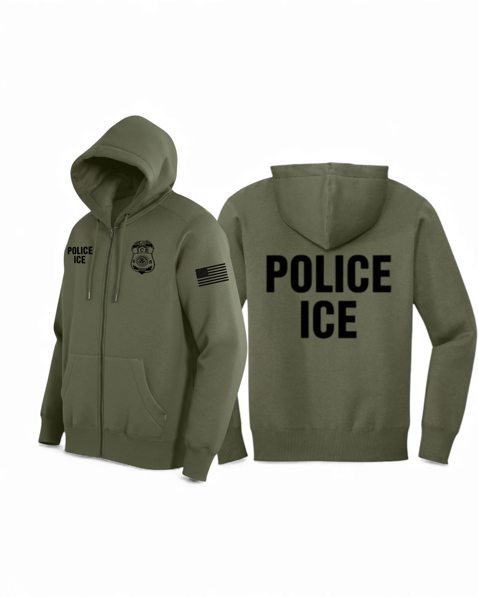 POLICE ICE FULL ZIP HOODED SWEATSHIRT-DT1103