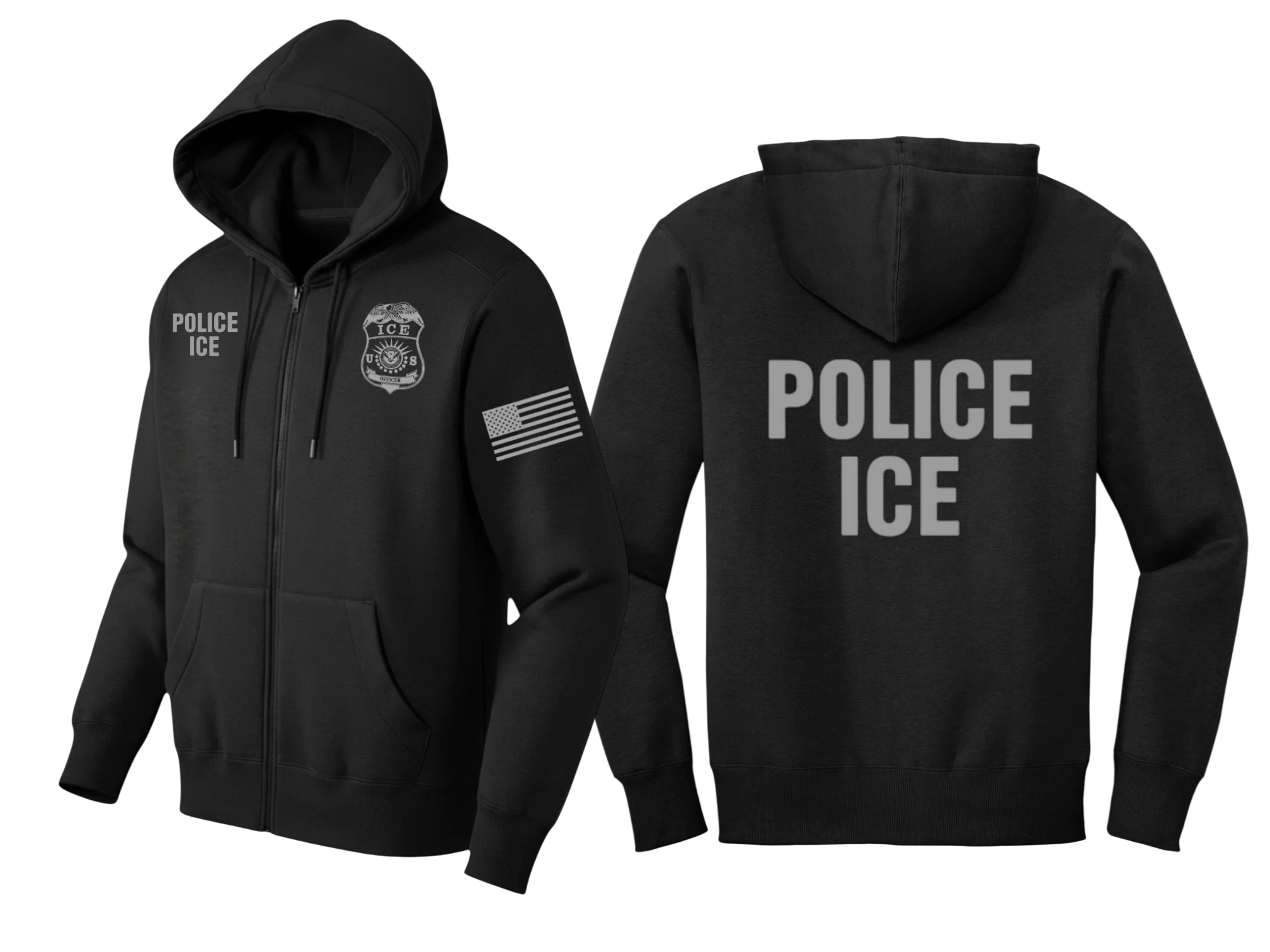 POLICE ICE FULL ZIP HOODED SWEATSHIRT-DT1103 - Image 4