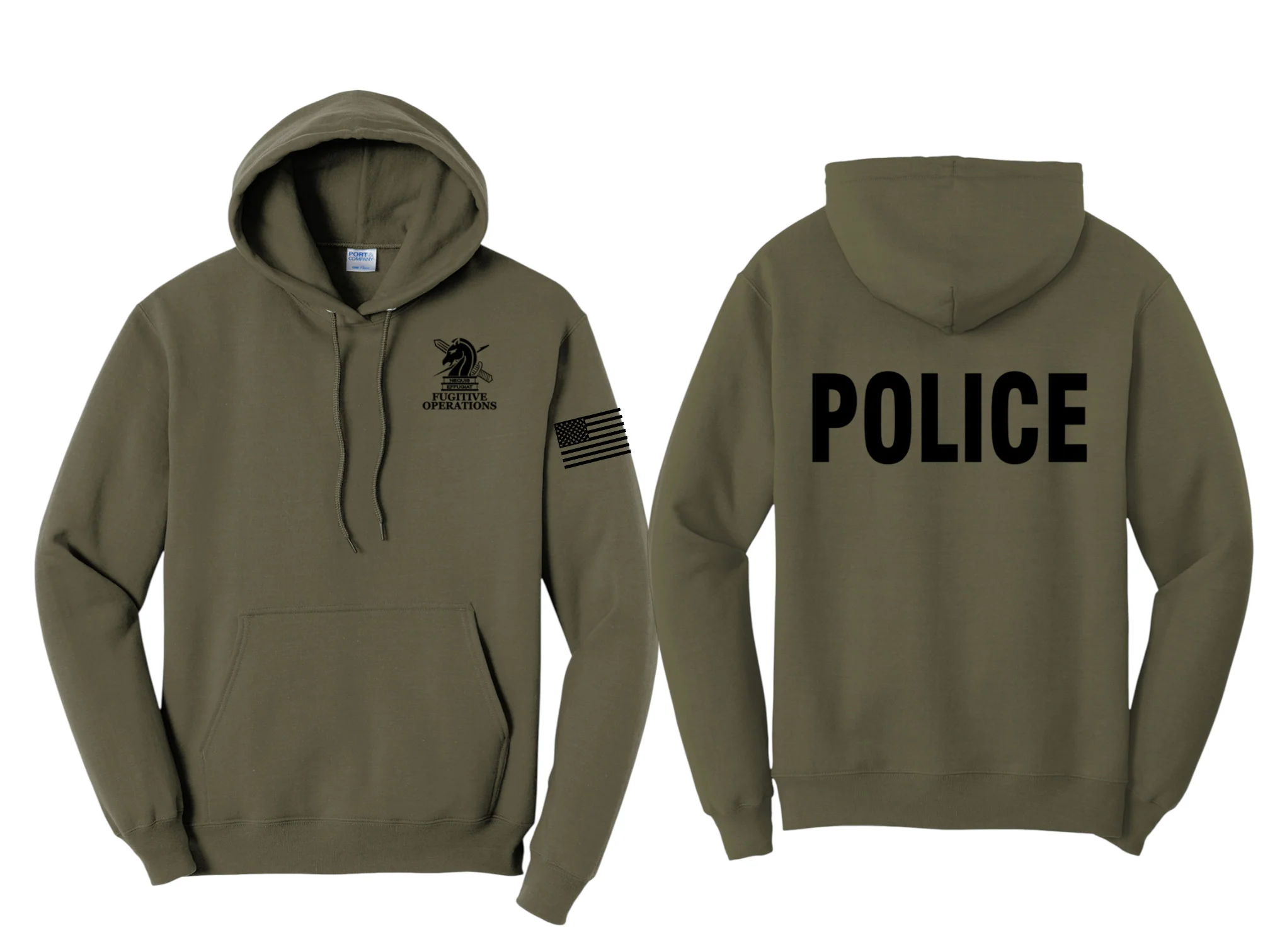 PRINTED ICE FUGITIVE OPS POLICE HOODED SWEATSHIRT 50/50 FLEECE PC78H - Image 3
