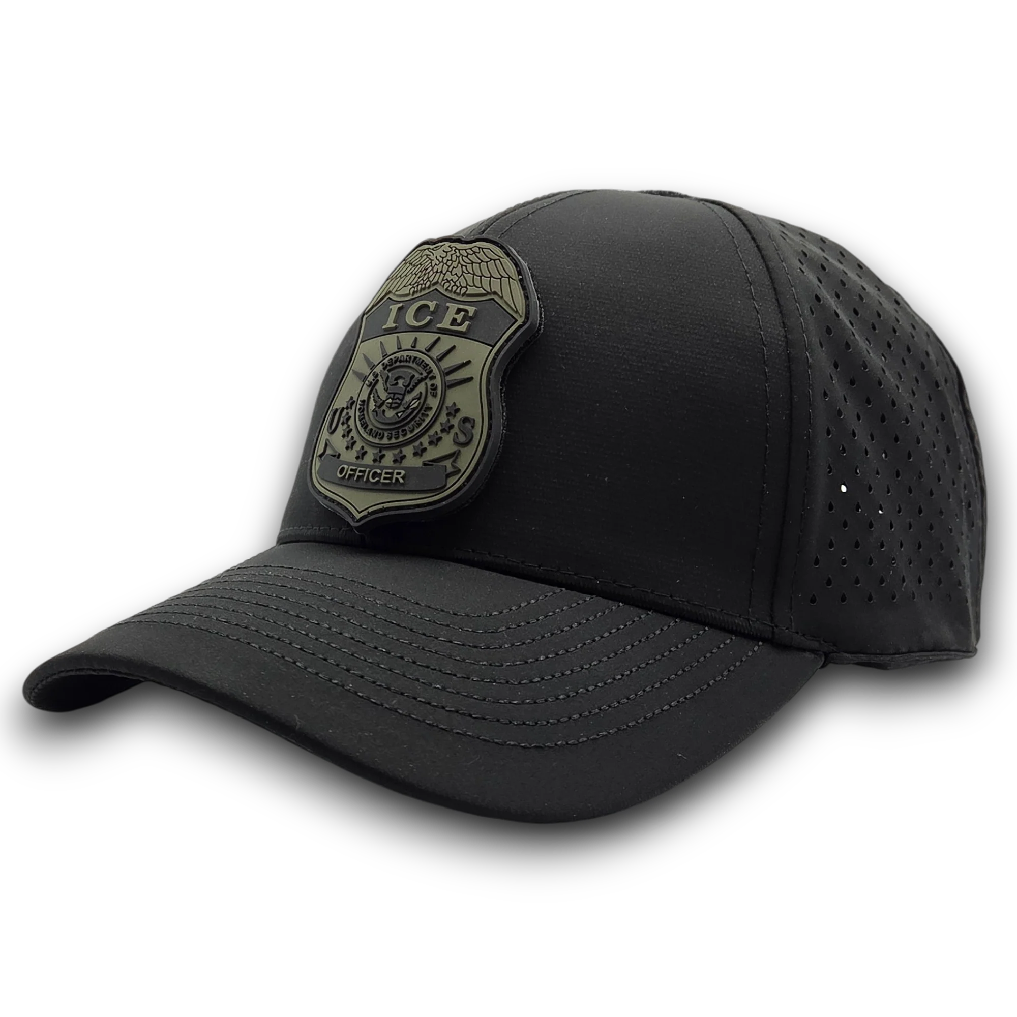 SCS BRAND PERFORATED MESH HAT W/ INTERCHANGEABLE ICE OFFICER BADGE PVC PATCH - Image 4
