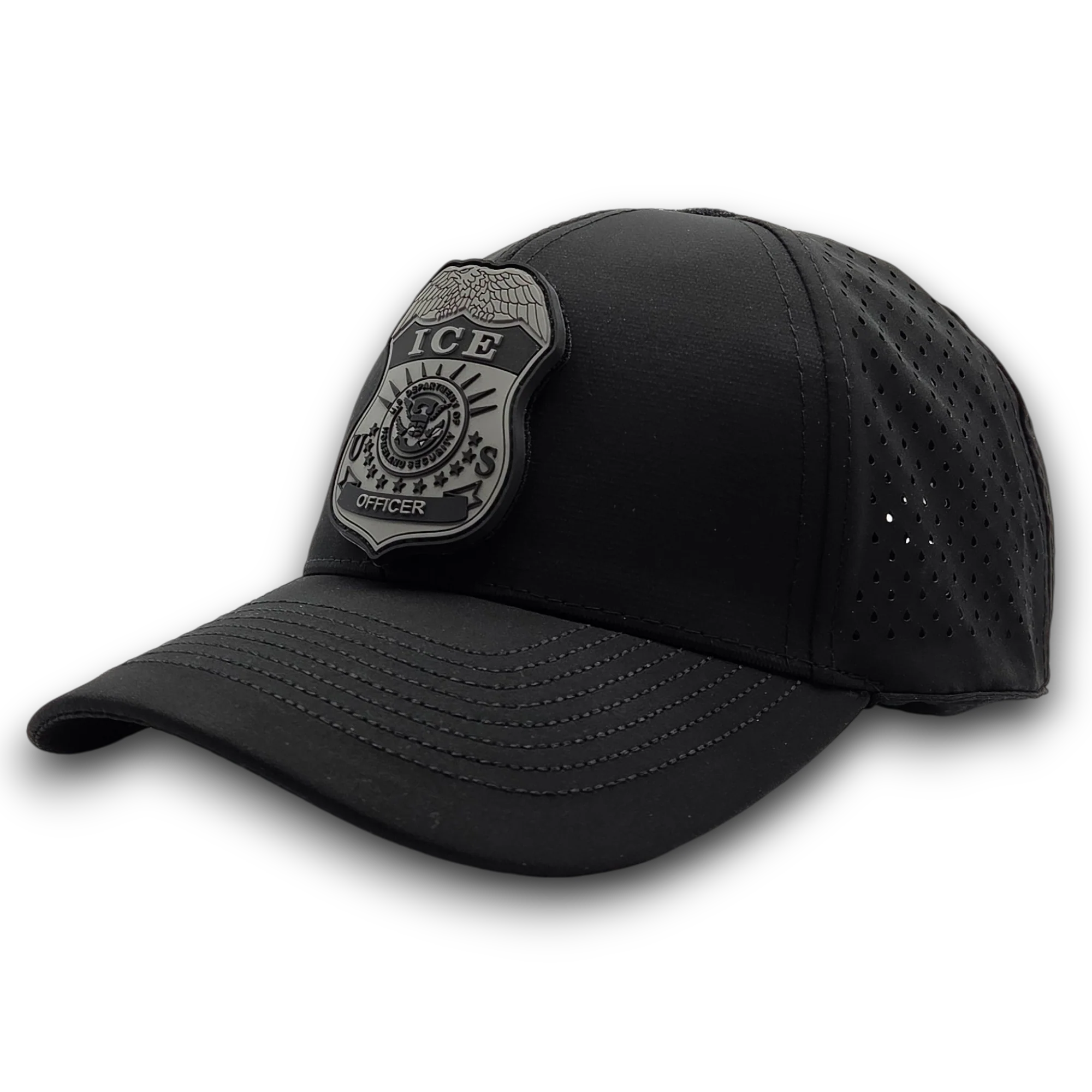 SCS BRAND PERFORATED MESH HAT W/ INTERCHANGEABLE ICE OFFICER BADGE PVC PATCH - Image 5