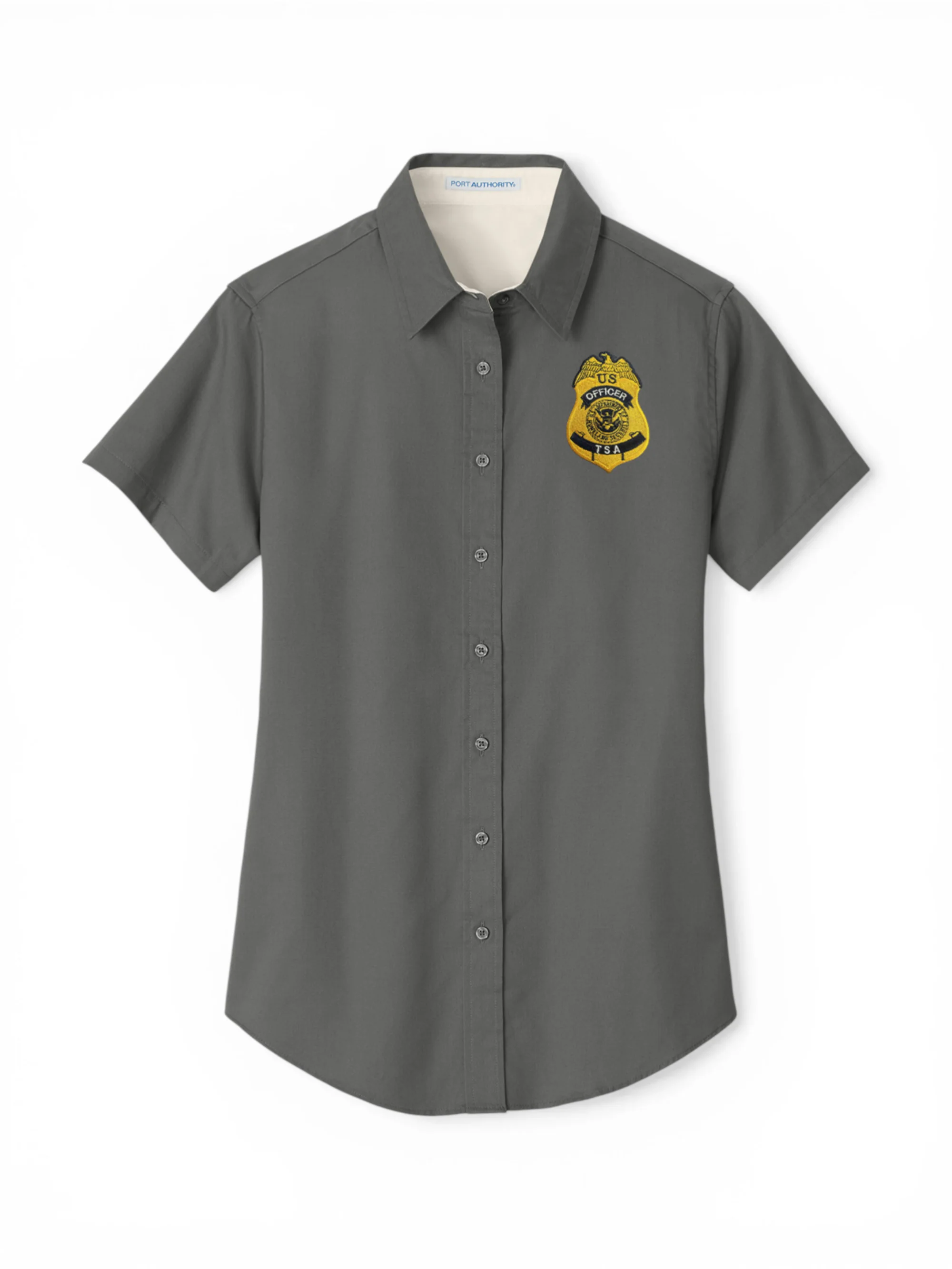 TSA OFFICER BADGE SHORT SLEEVE LADIES BUTTON SHIRT L508 CLEARANCE