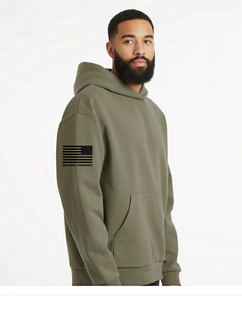 UNISEX MAINSTREET SEMPER PROGREDI REV FLAG HOODED SWEATSHIRT-IND420XD ** FREE PVC PATCH - Image 3