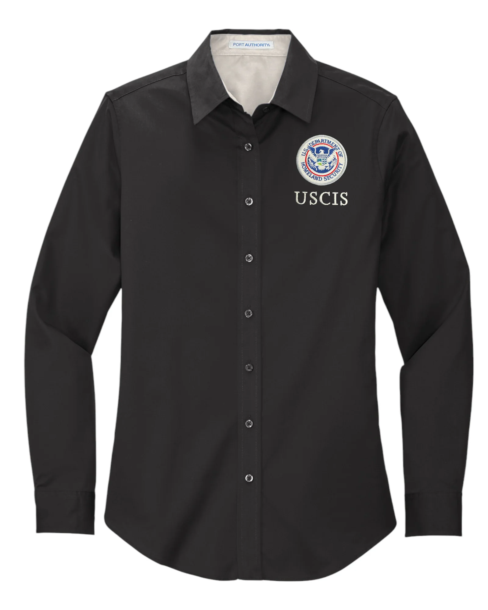 WOMEN'S USCIS LONGSLEEVE TWILL BUTTON UP DRESS SHIRT-L608 - Image 2