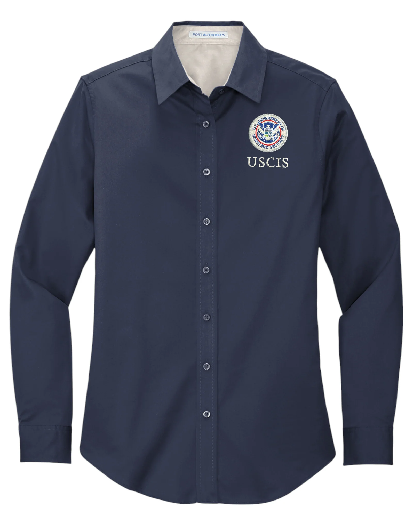 WOMEN'S USCIS LONGSLEEVE TWILL BUTTON UP DRESS SHIRT-L608 - Image 3